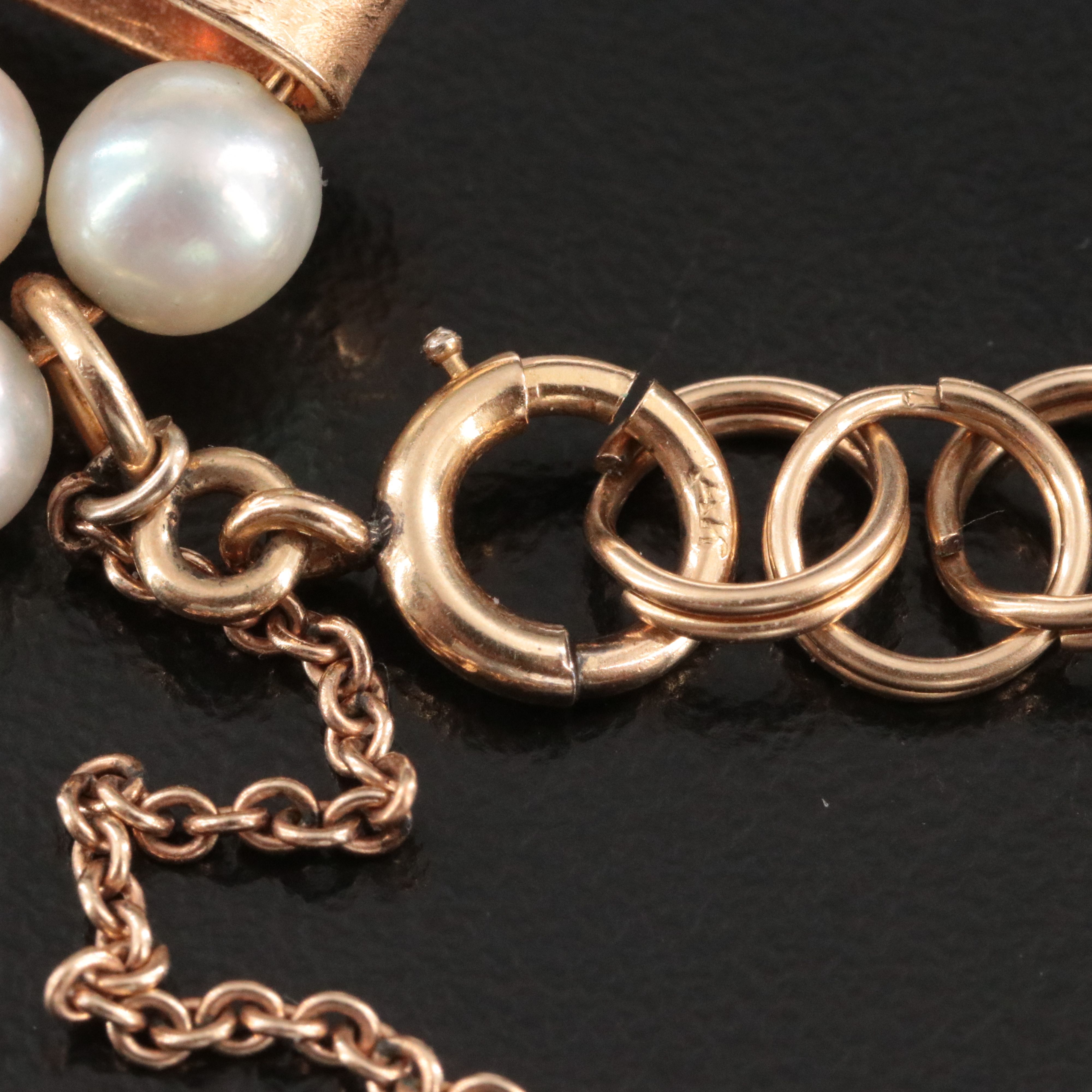 Vintage 14K Pearl Chevron Bracelet