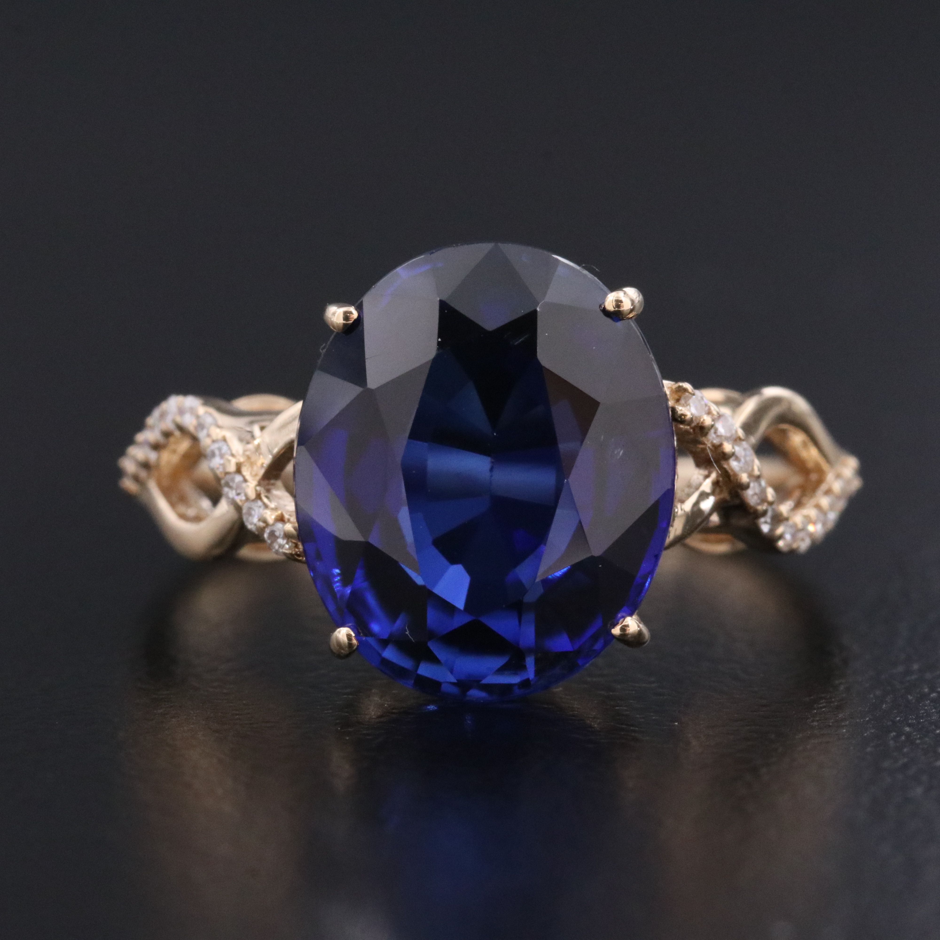 Loose 5.57 CT Lab Grown Sapphire and Moissanite Ring