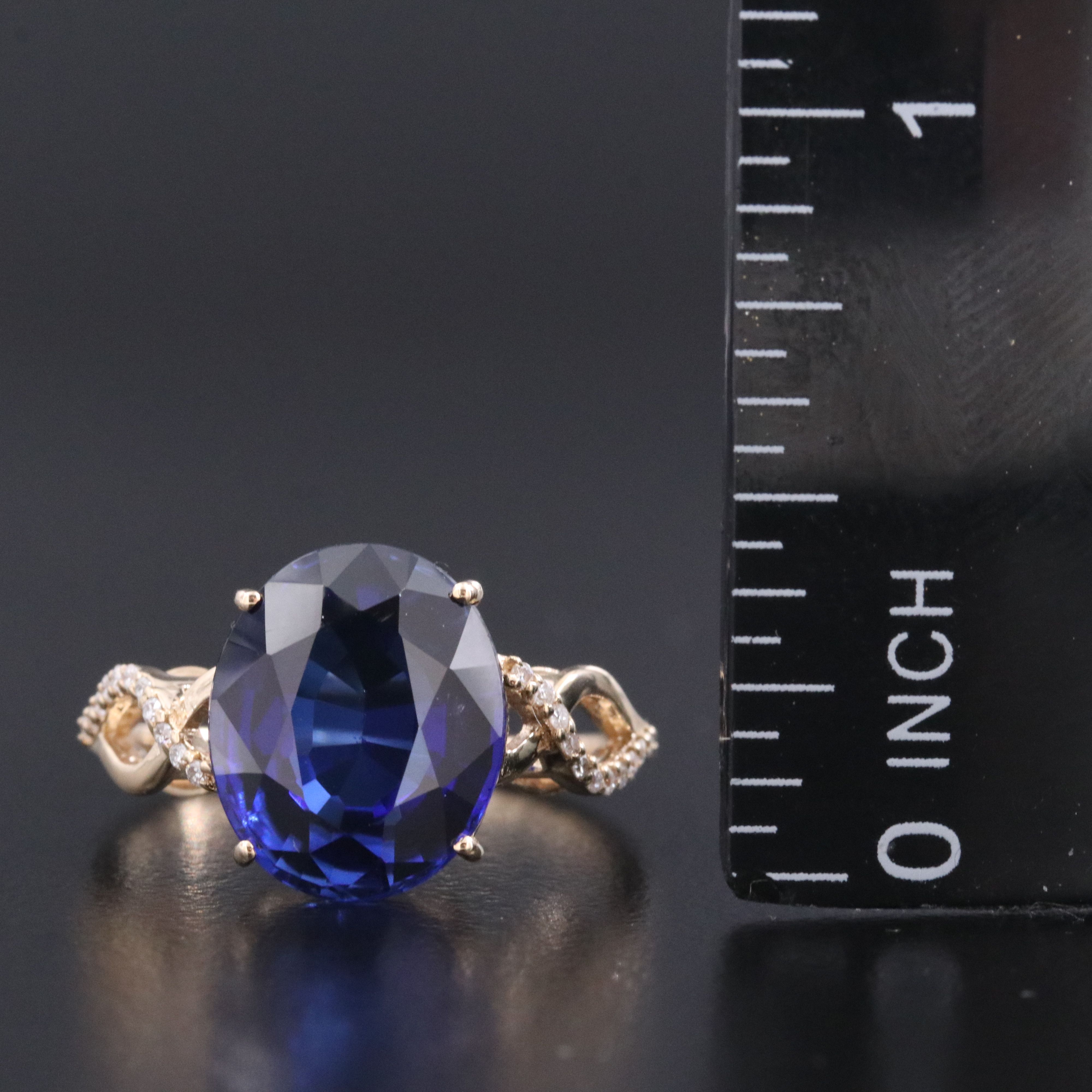 Loose 5.57 CT Lab Grown Sapphire and Moissanite Ring