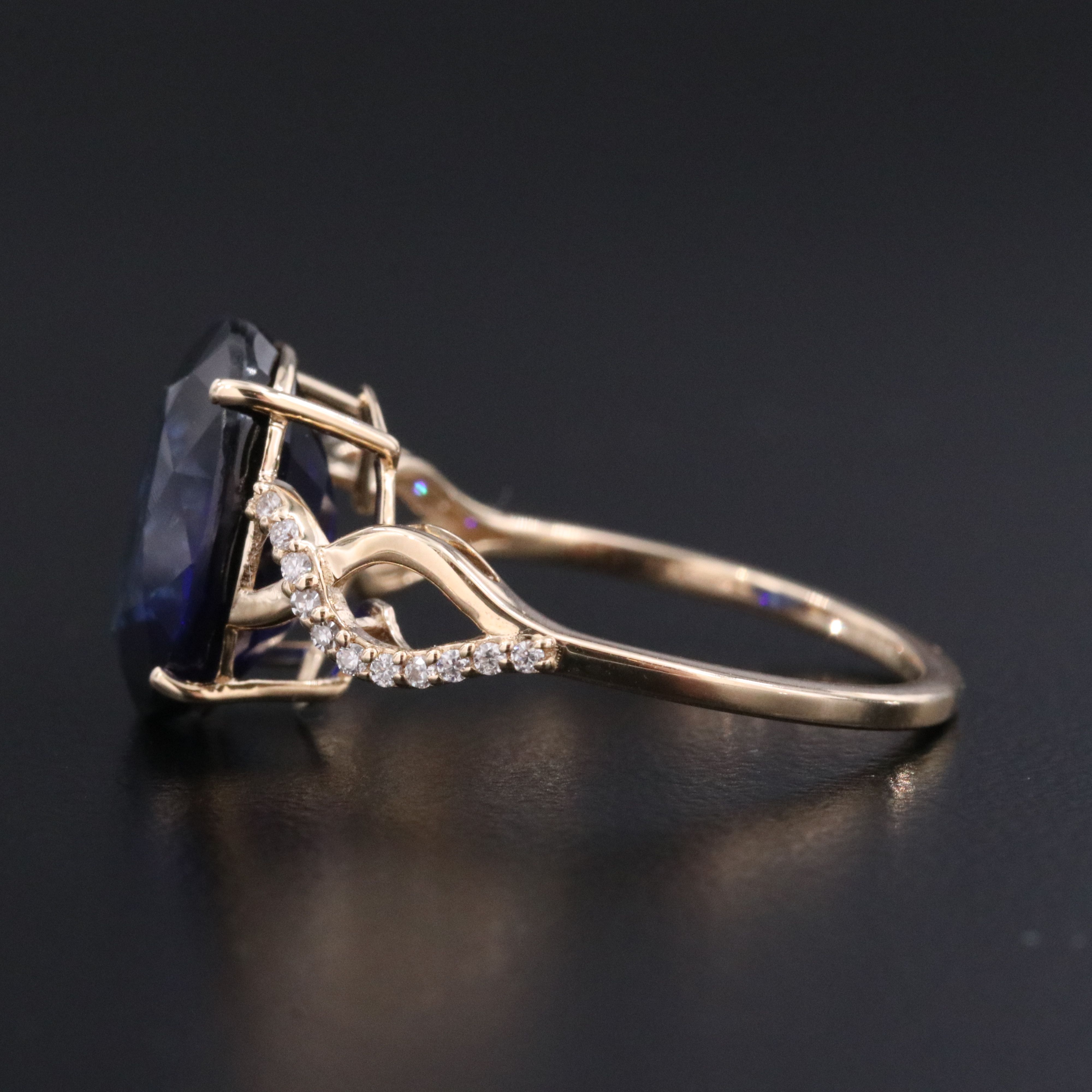 Loose 5.57 CT Lab Grown Sapphire and Moissanite Ring