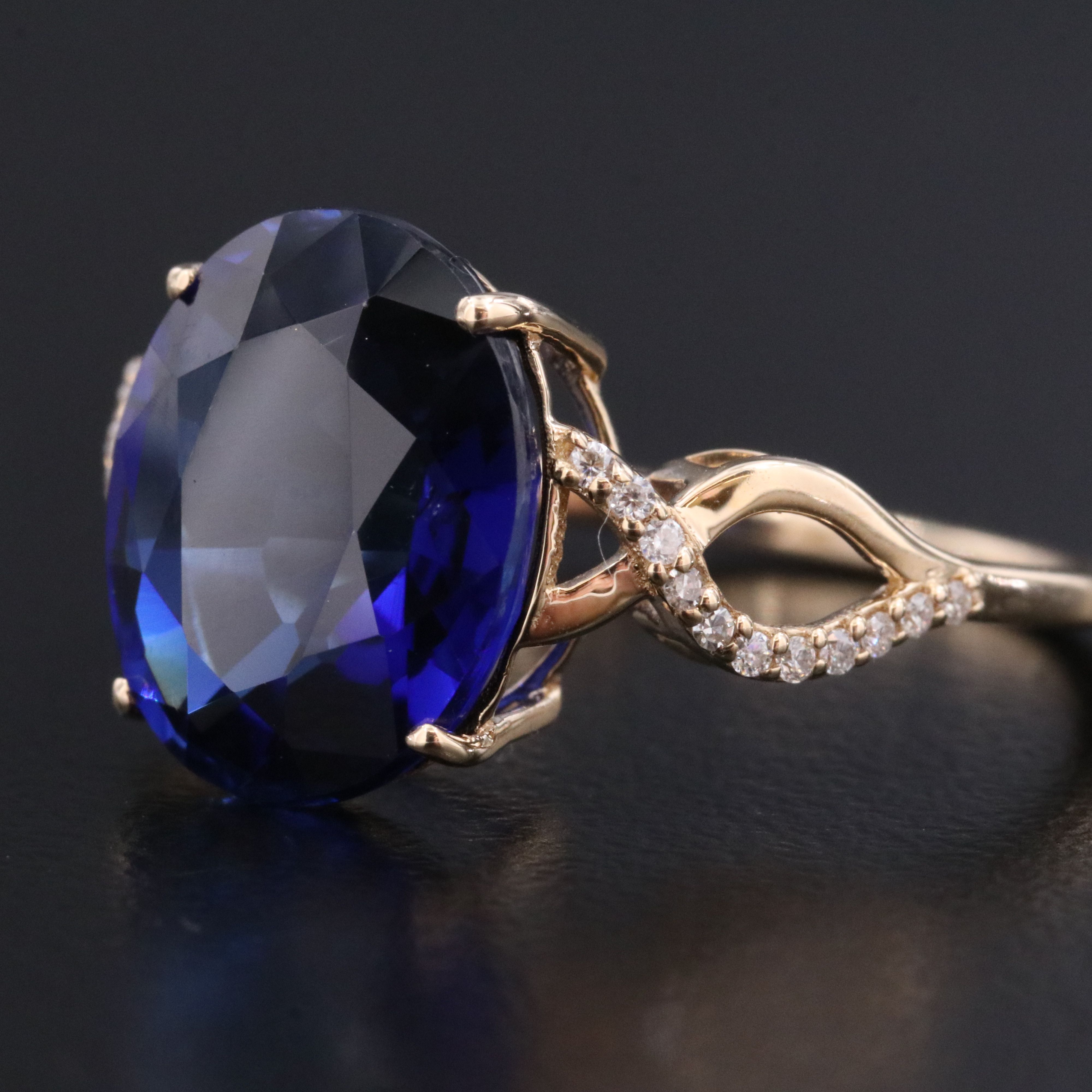 Loose 5.57 CT Lab Grown Sapphire and Moissanite Ring