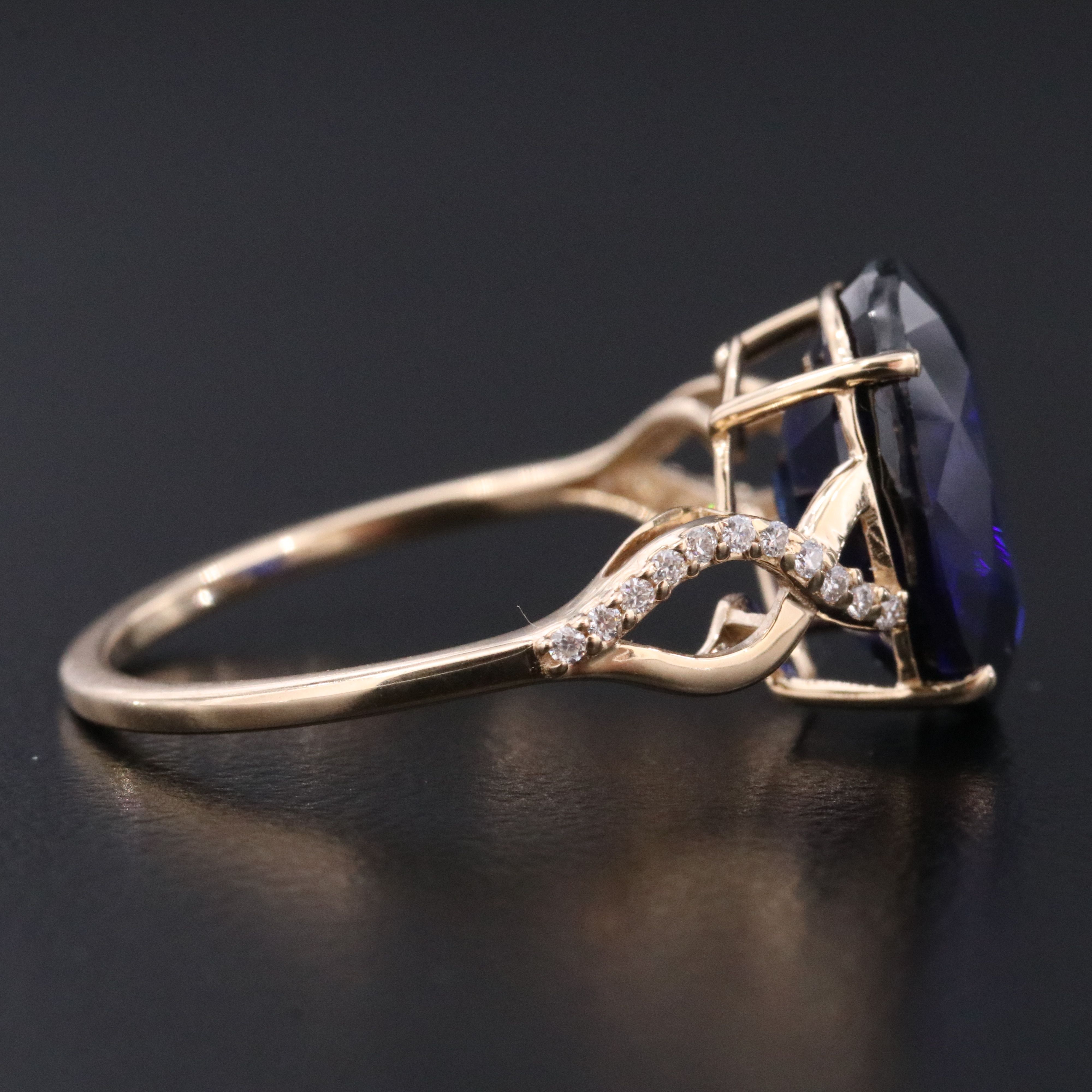 Loose 5.57 CT Lab Grown Sapphire and Moissanite Ring