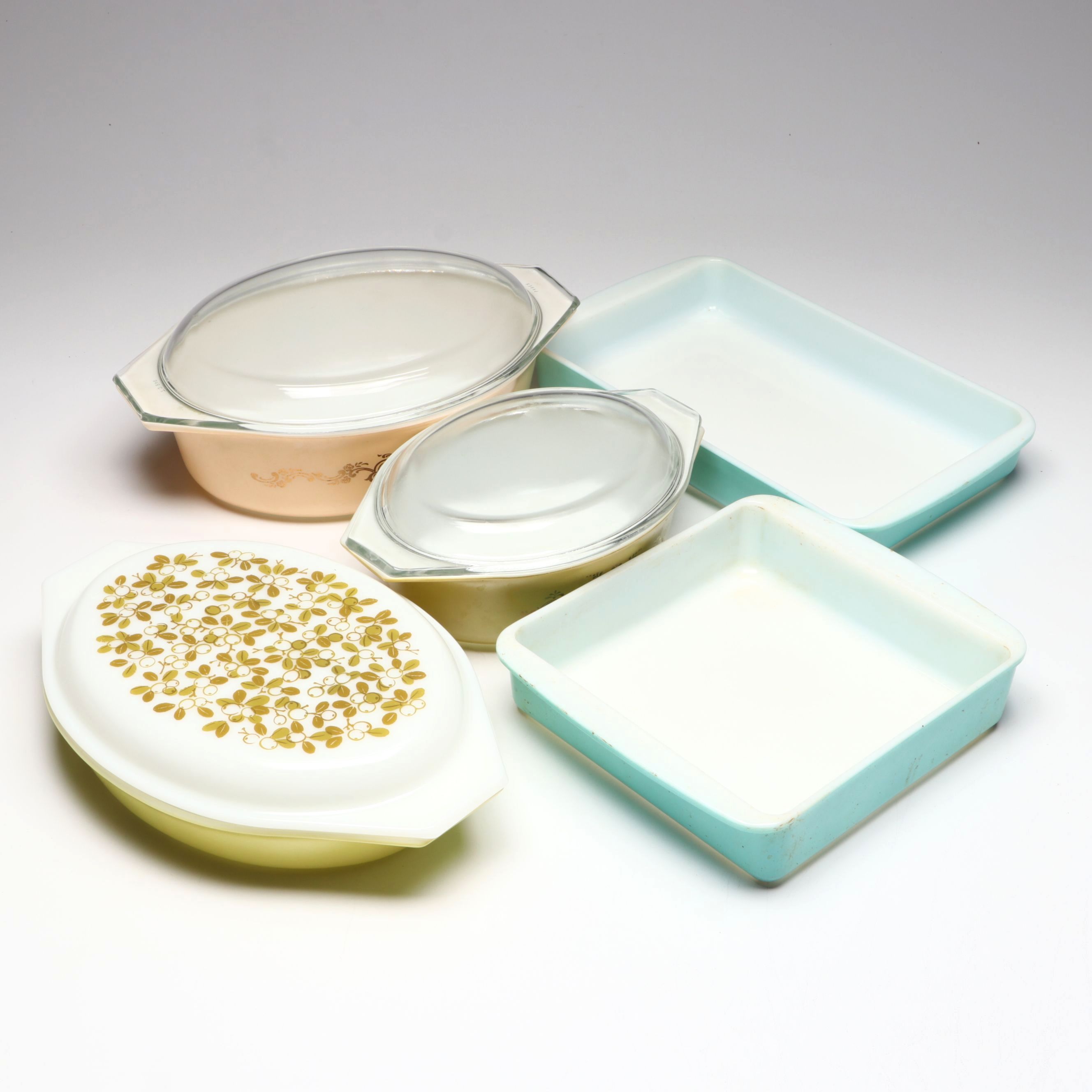 Pyrex "Golden Rose," "Verdé" and Other Casserole and Baking Dishes