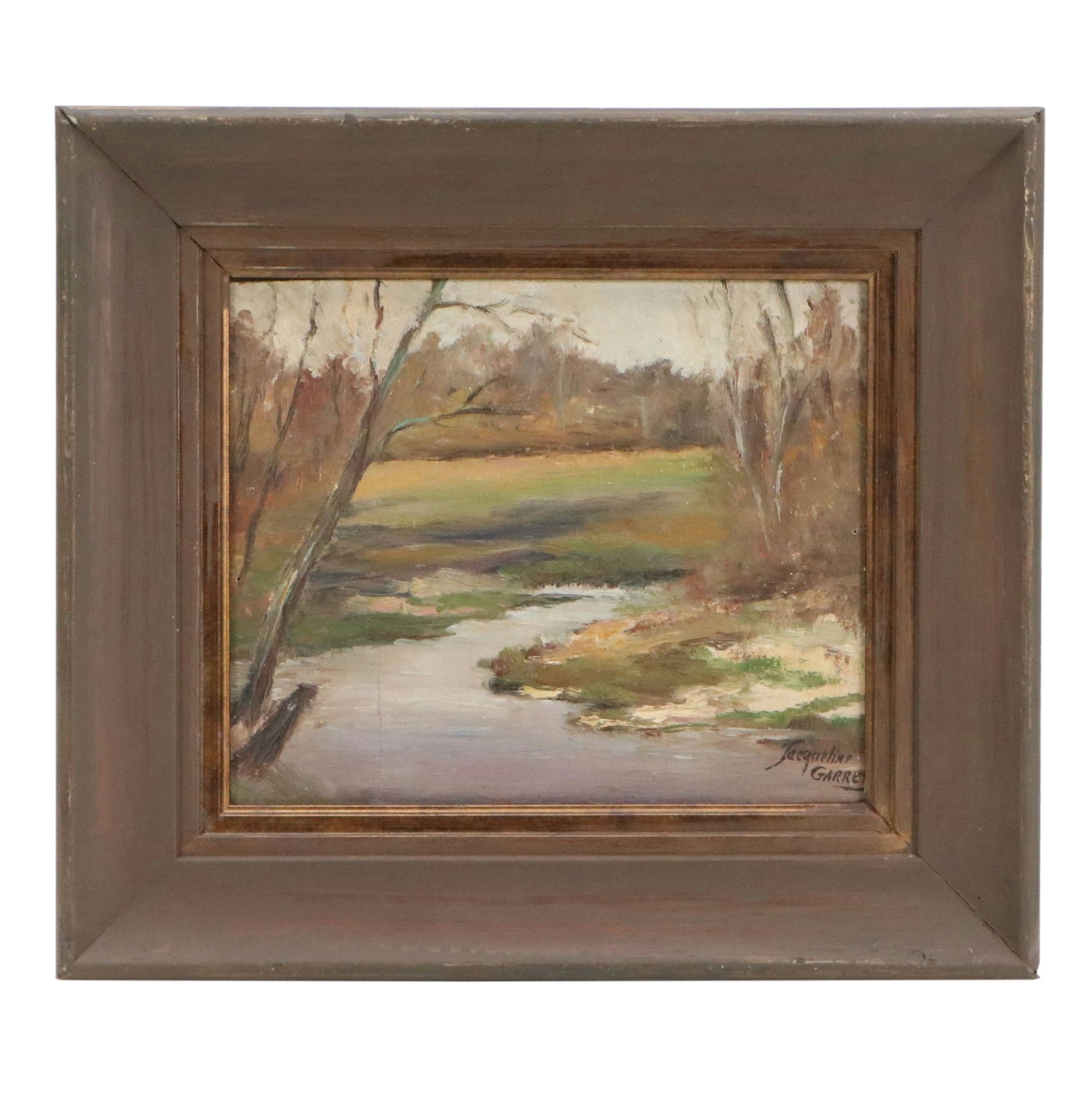 Jacqueline Garres Landscape Oil Painting "Saint-Médard-en-Jalles," 1947