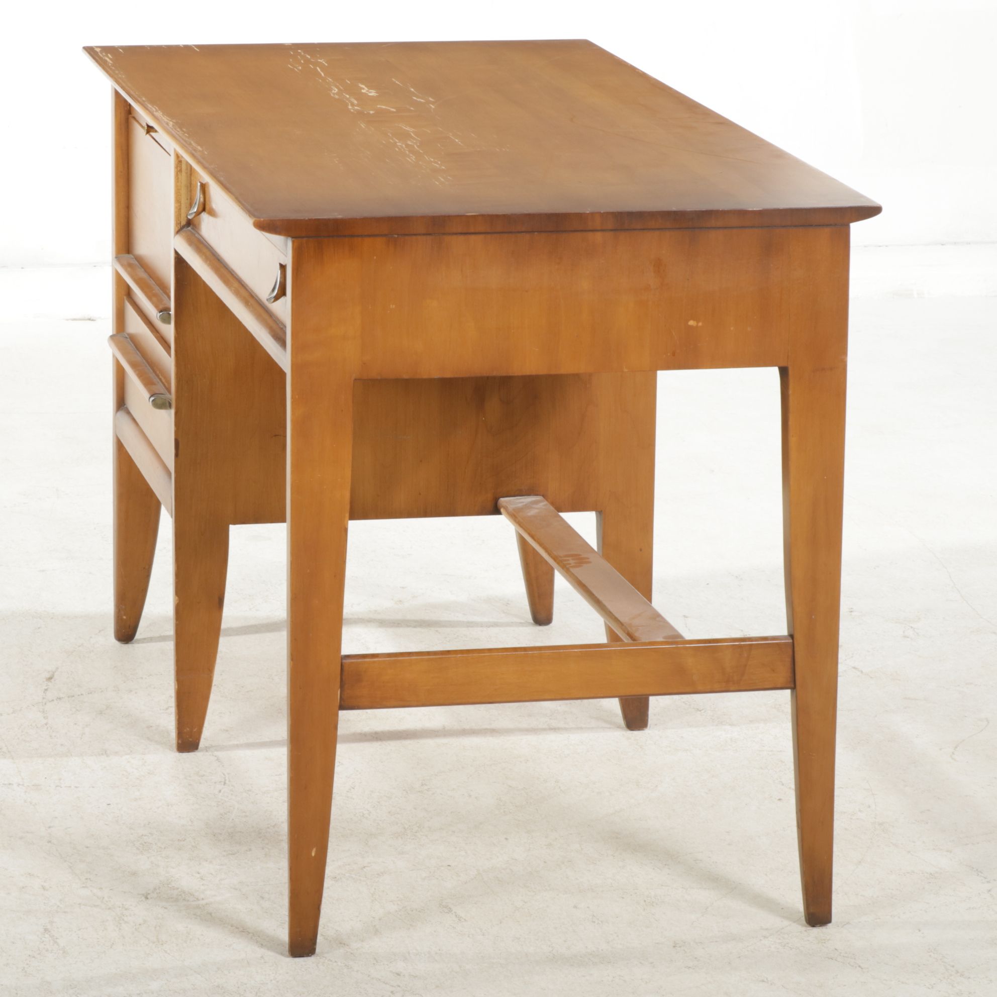 Willett Mid Century Modern Light Stained Cherry Desk, Late 20th Century