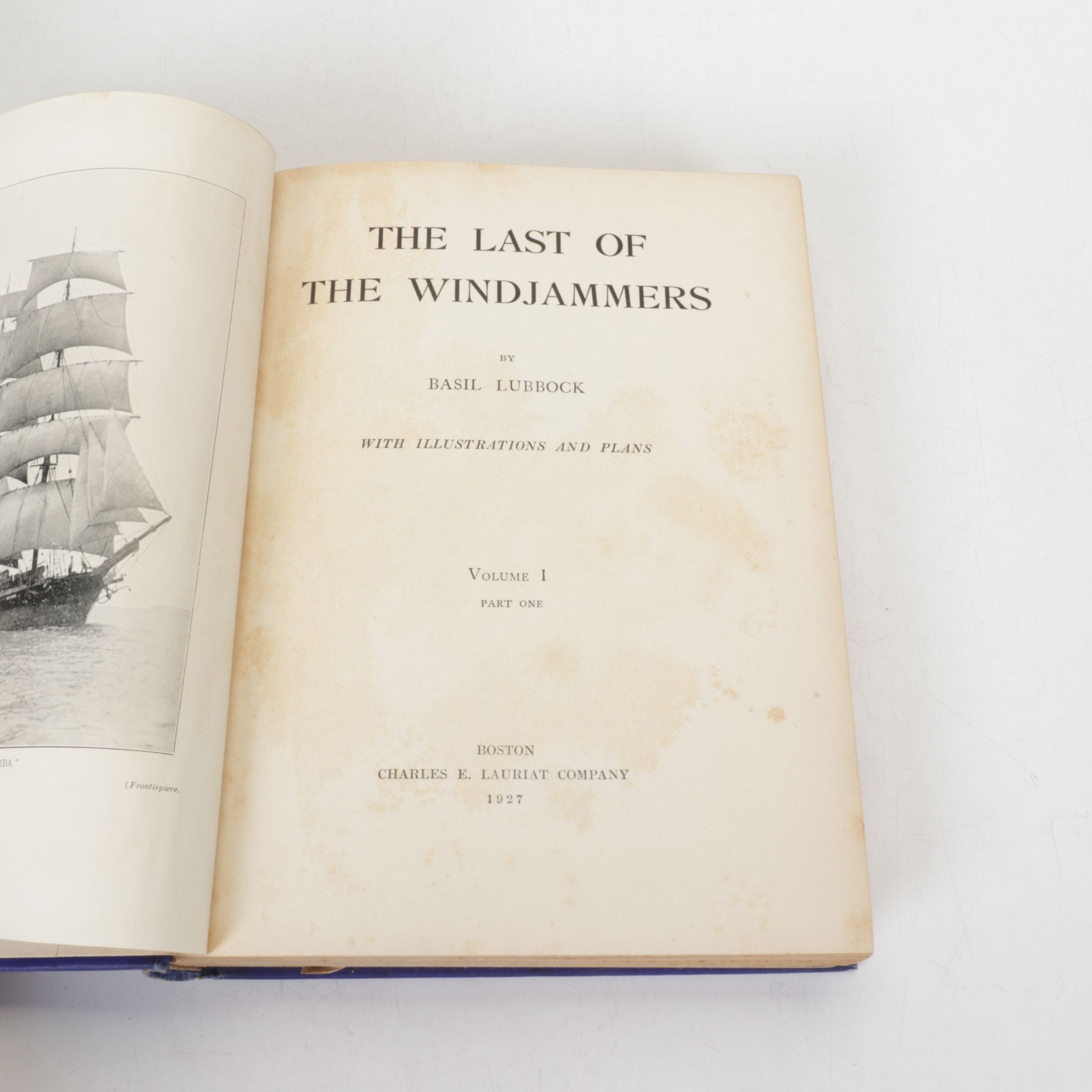 First Edition "The Last of the Windjammers" Two-Volume Set by Basil Lubbock