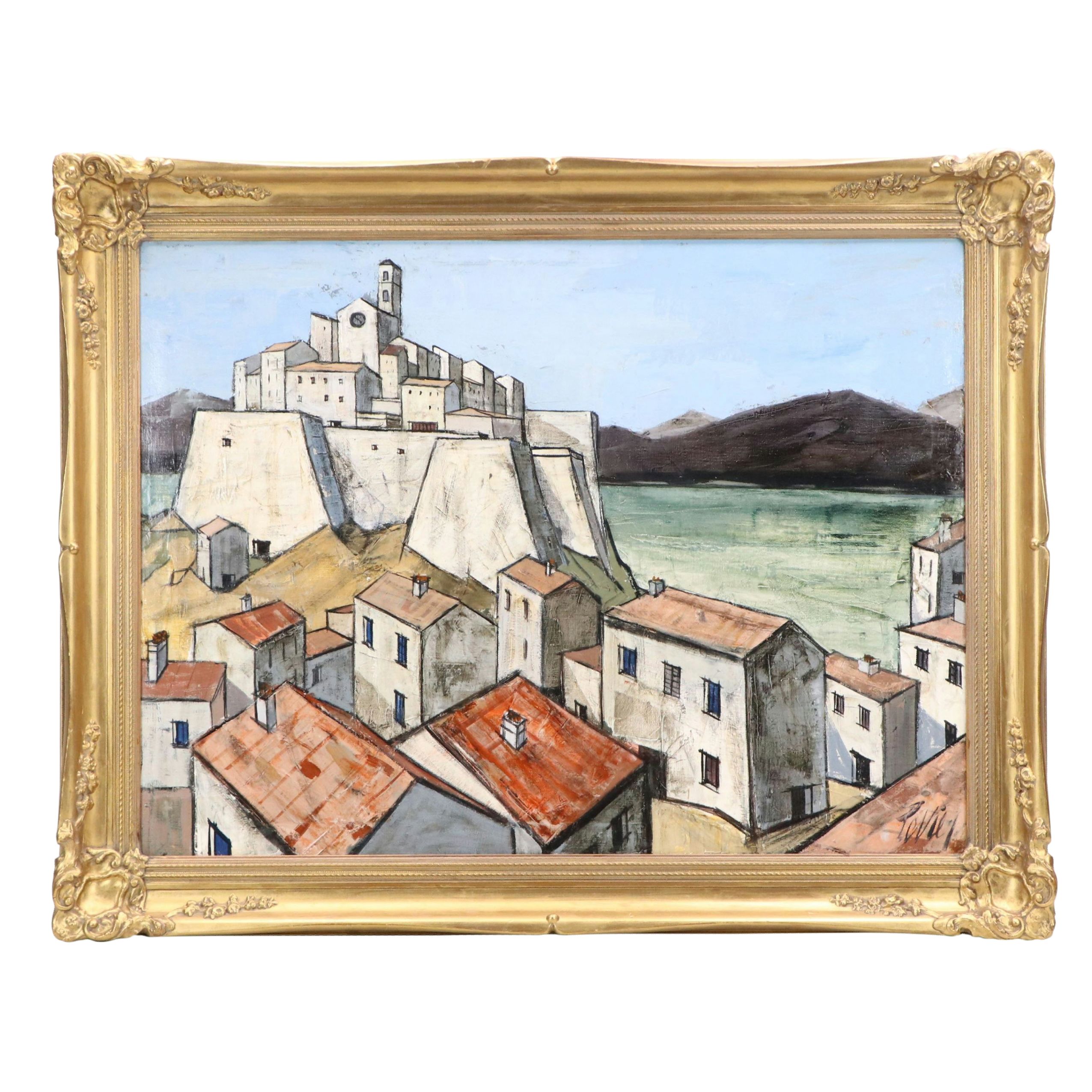 Charles Levier Oil Painting "Ville Fortifiée"