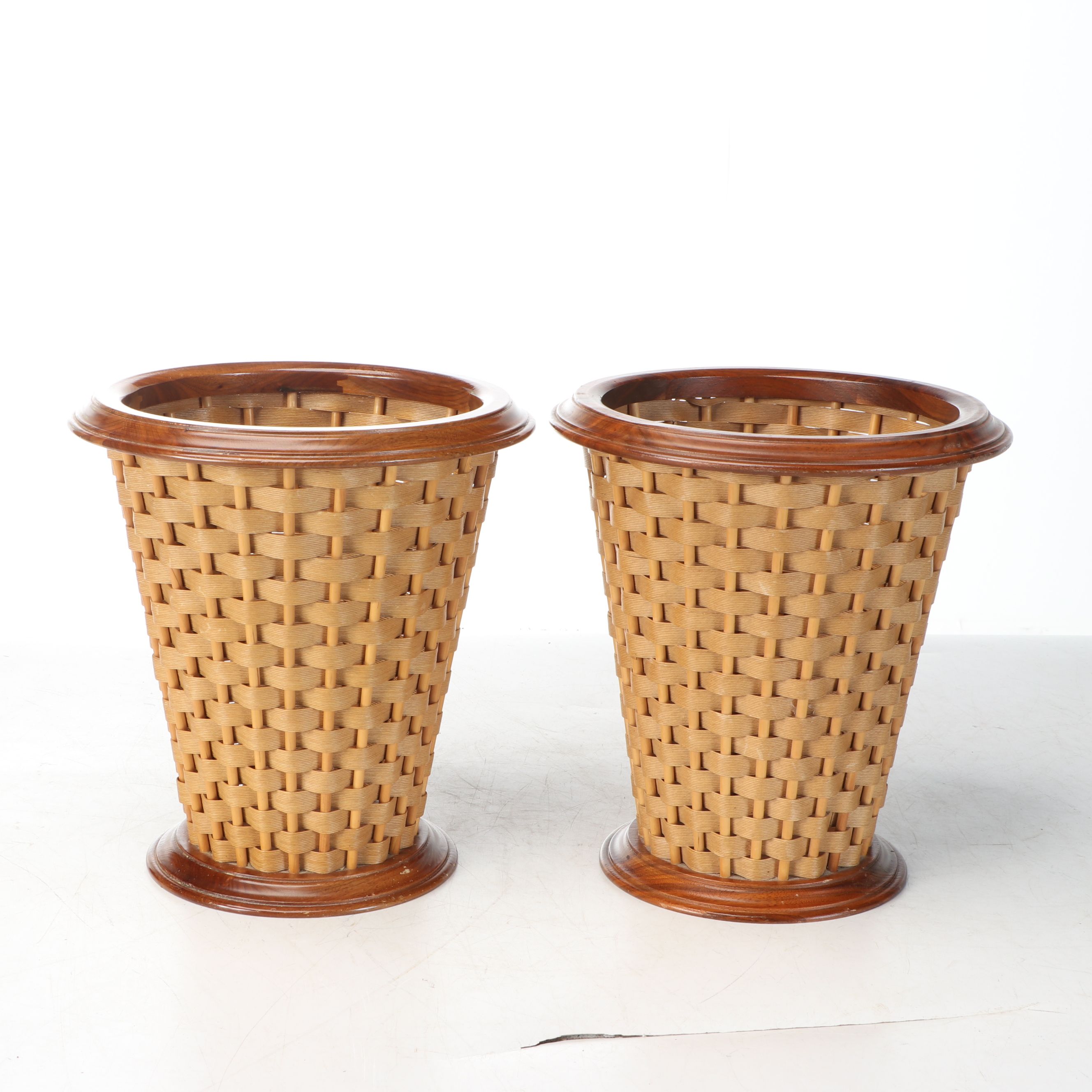 Berea College Crafts Appalachian Woodcraft Wastebaskets, 1970s