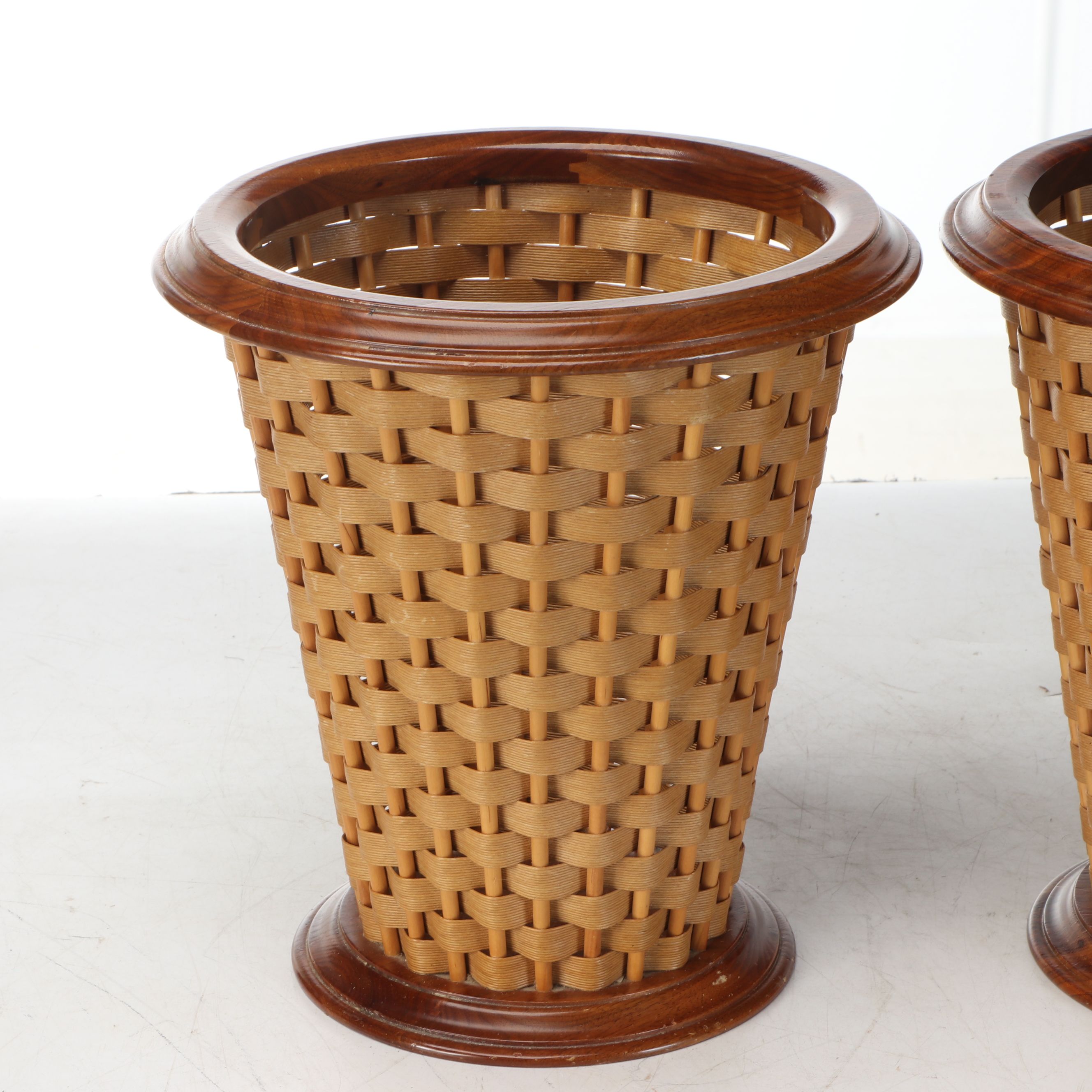 Berea College Crafts Appalachian Woodcraft Wastebaskets, 1970s