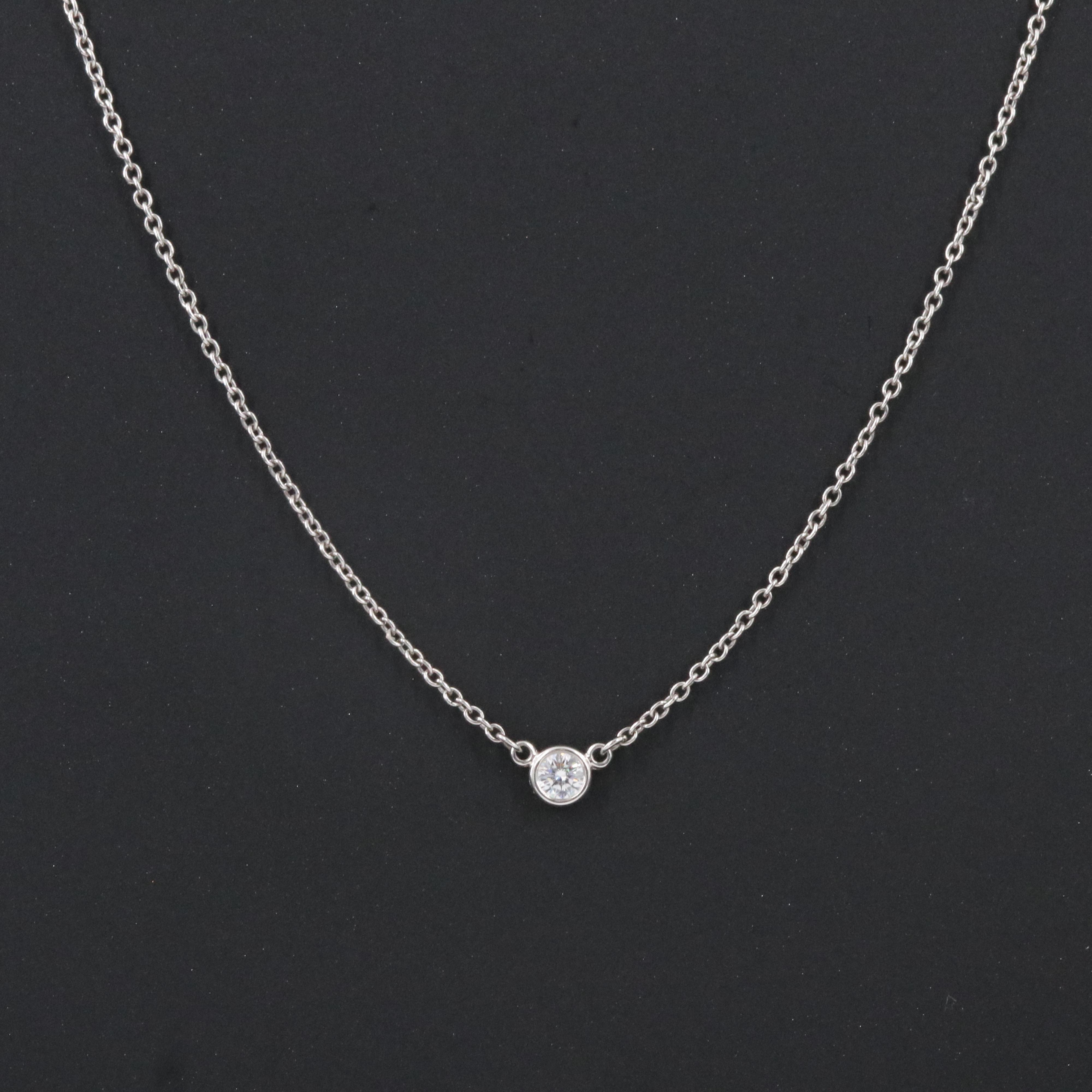 Elsa Peretti for Tiffany & Co. Platinum 0.10 CT Diamond Solitaire Bezel Necklace