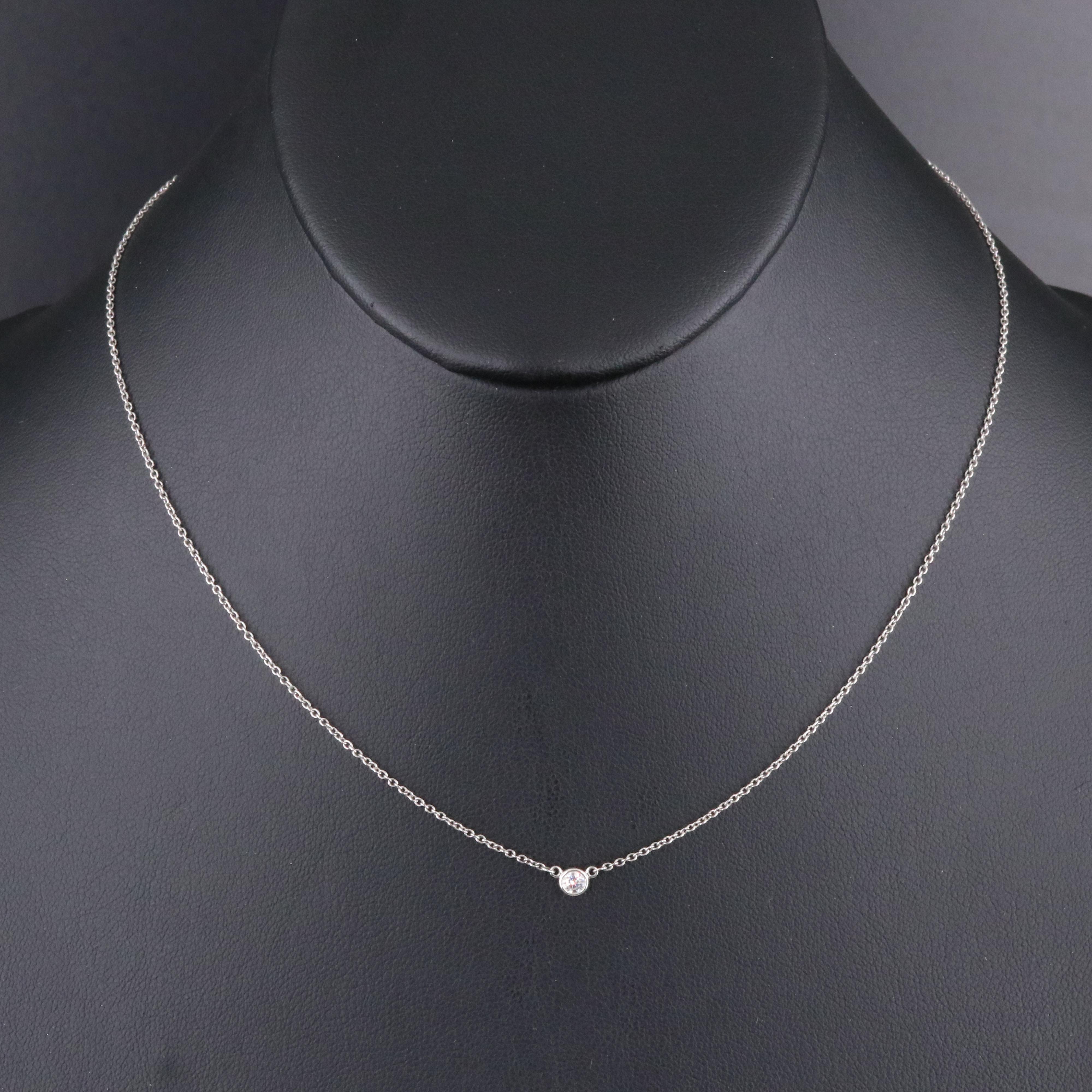 Elsa Peretti for Tiffany & Co. Platinum 0.10 CT Diamond Solitaire Bezel Necklace