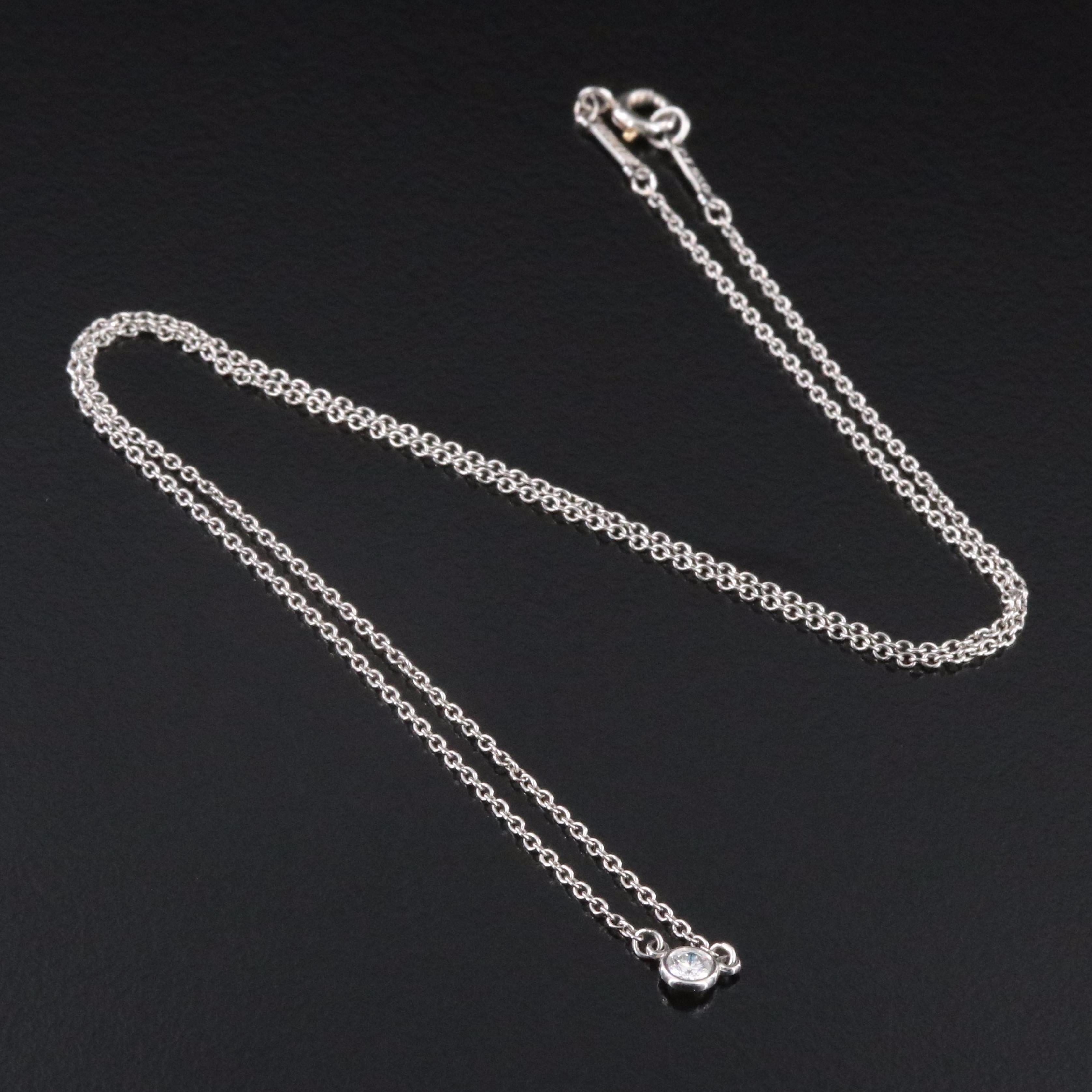 Elsa Peretti for Tiffany & Co. Platinum 0.10 CT Diamond Solitaire Bezel Necklace