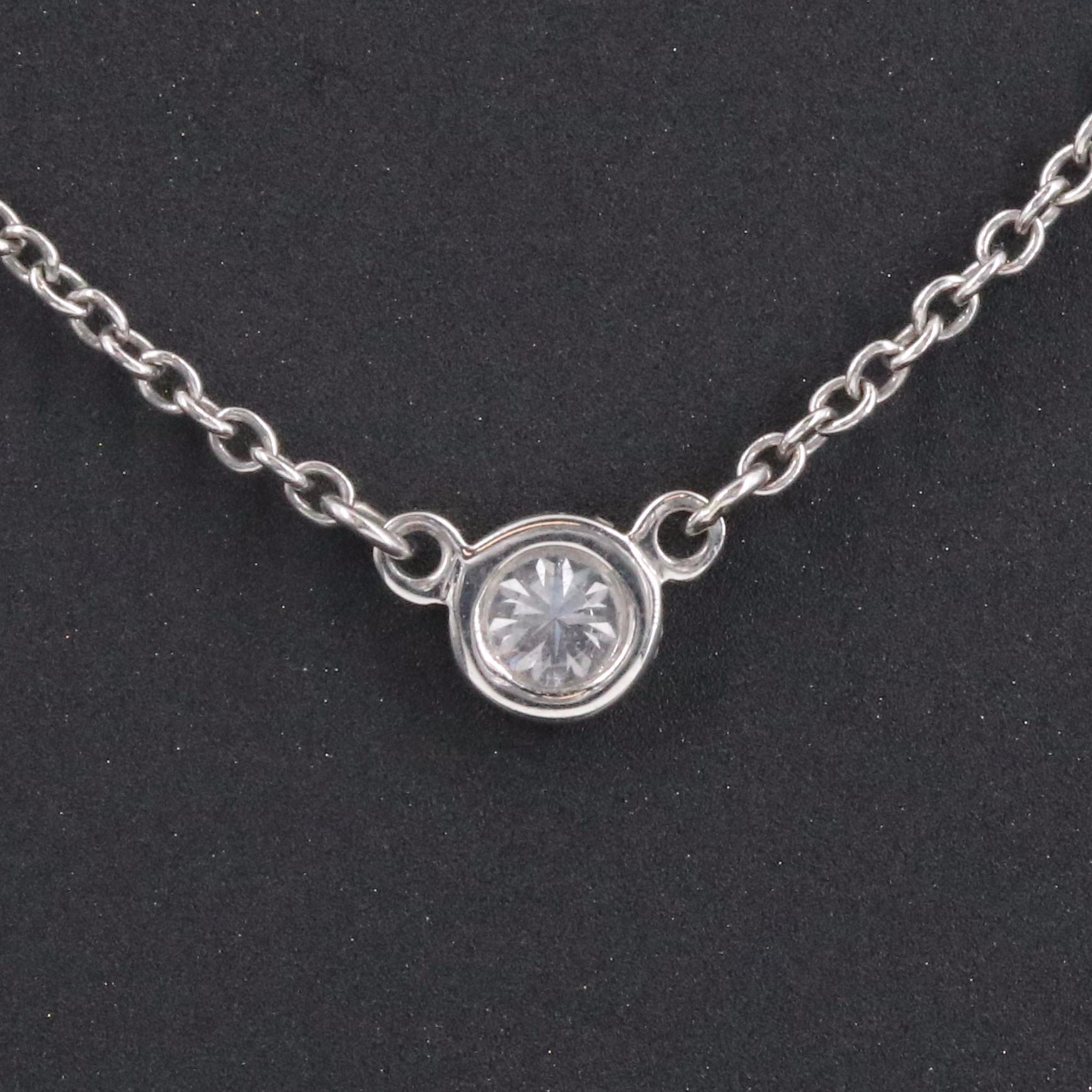 Elsa Peretti for Tiffany & Co. Platinum 0.10 CT Diamond Solitaire Bezel Necklace