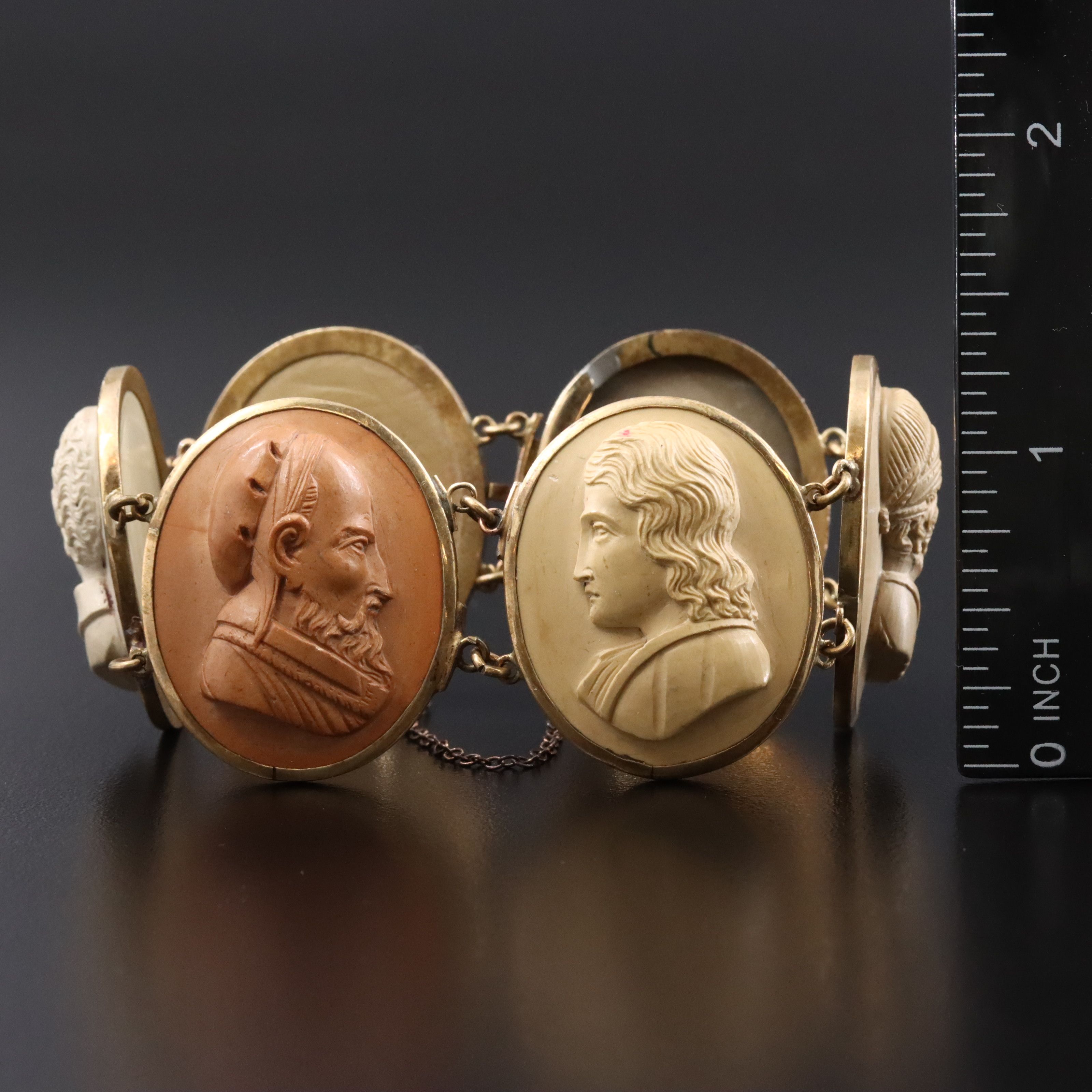 Victorian Grand Tour Lava Poet, Artist and Polymath Cameo Bracelet