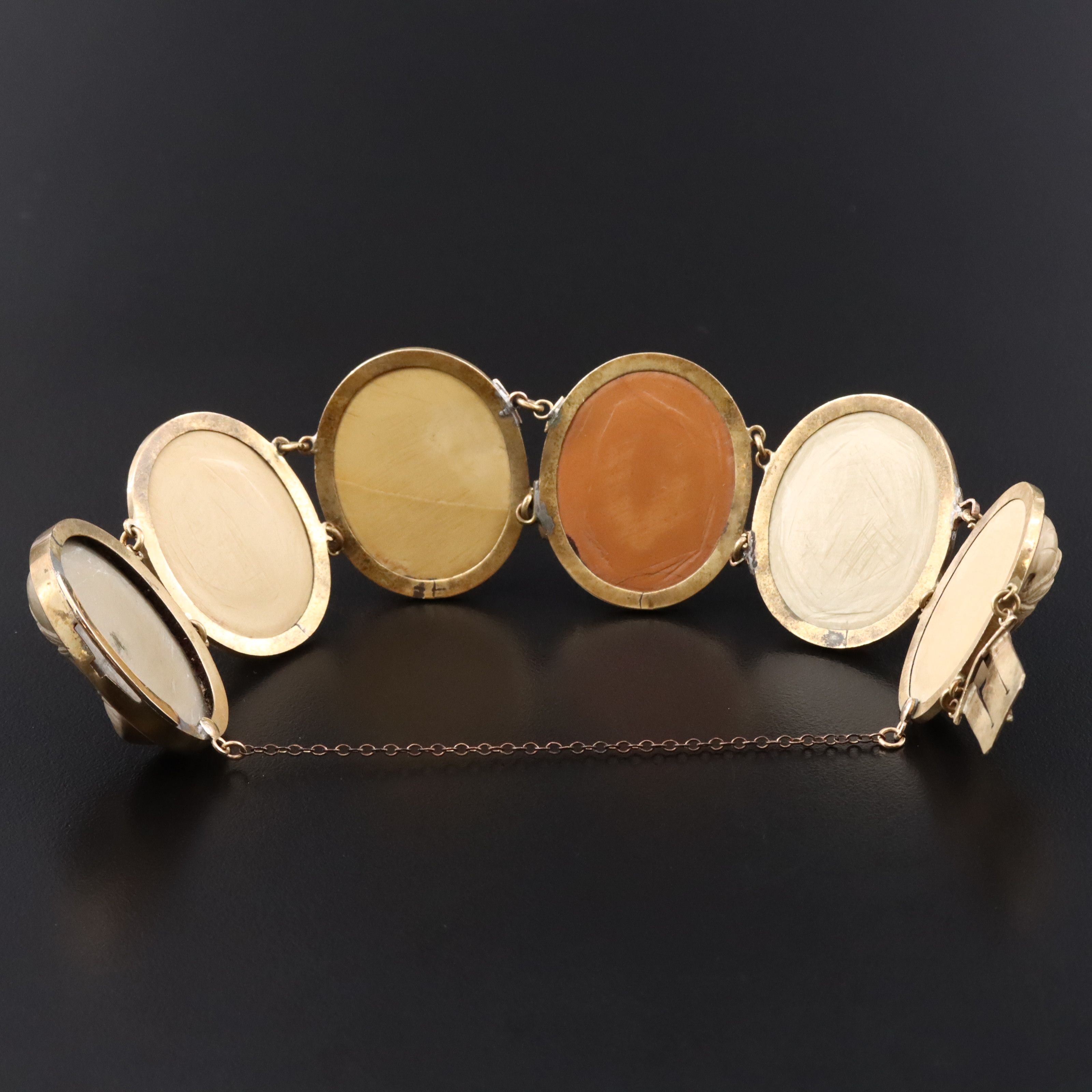 Victorian Grand Tour Lava Poet, Artist and Polymath Cameo Bracelet