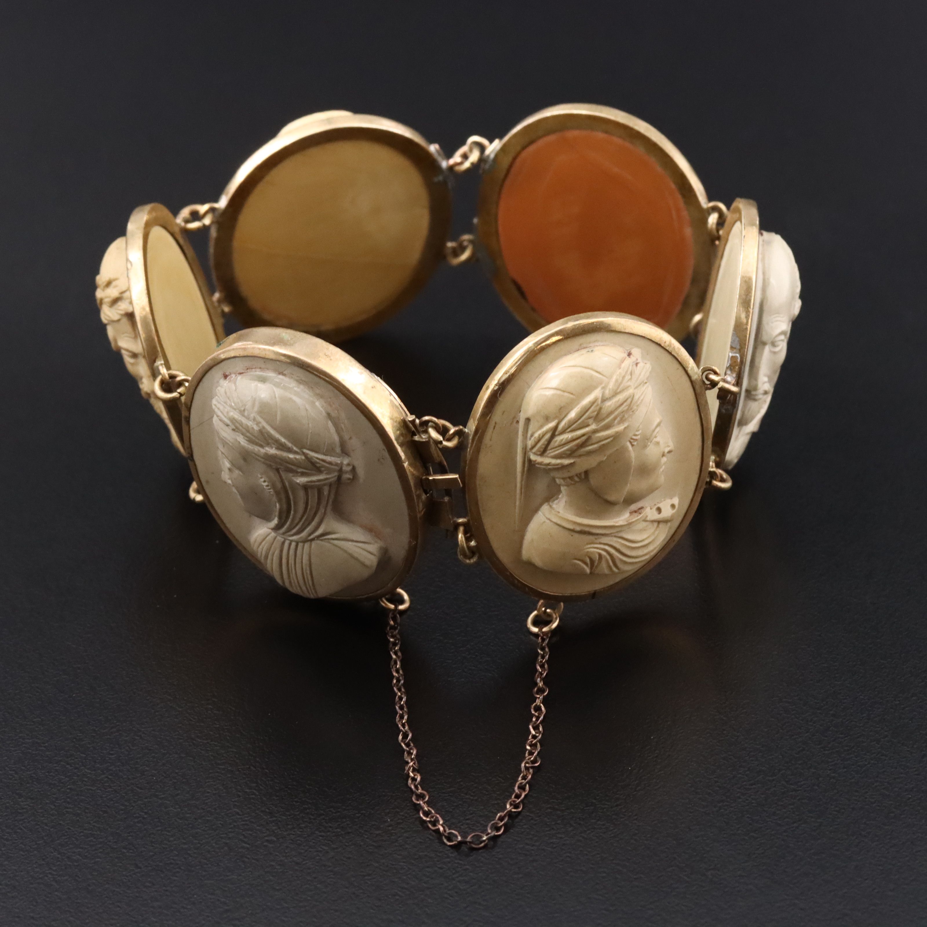 Victorian Grand Tour Lava Poet, Artist and Polymath Cameo Bracelet