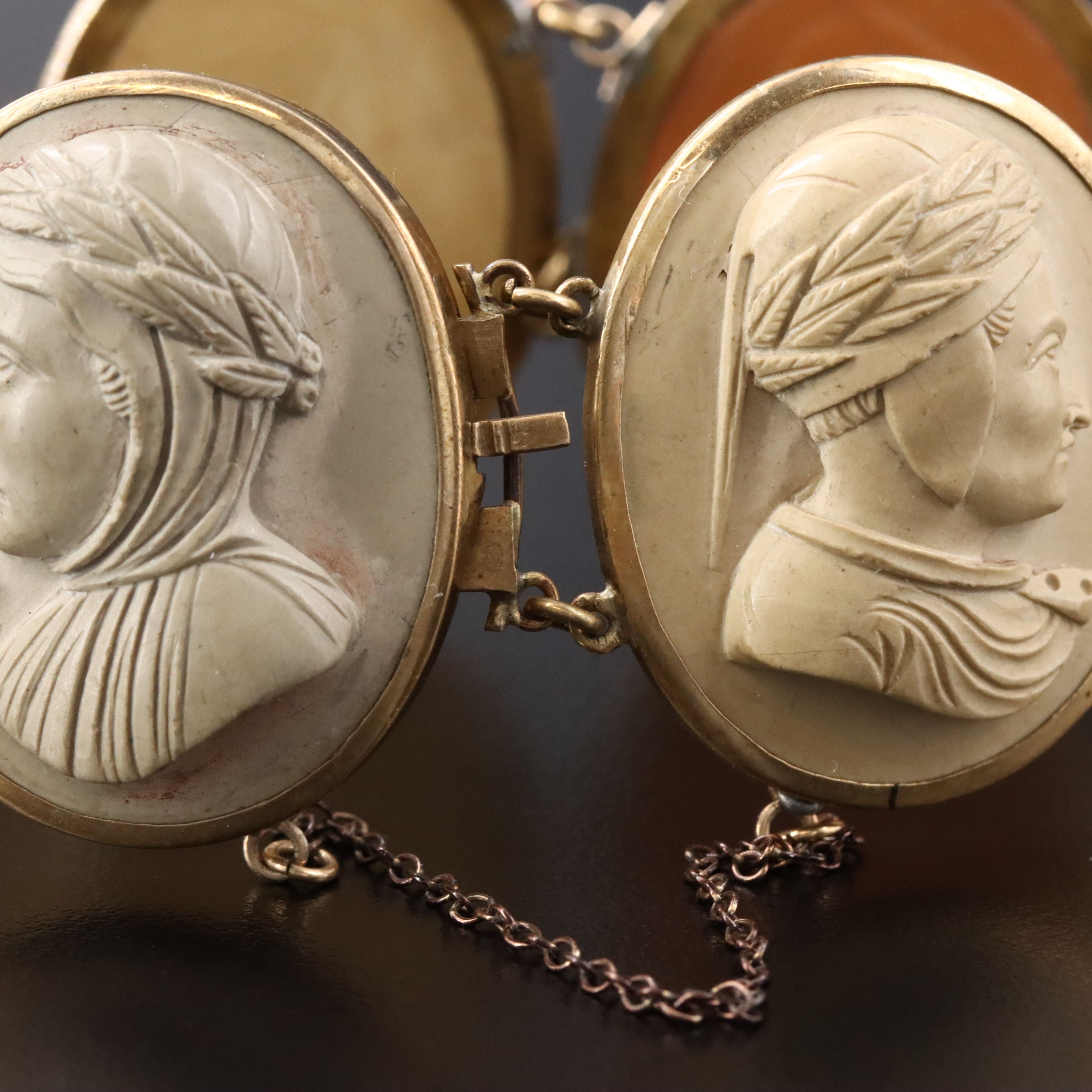 Victorian Grand Tour Lava Poet, Artist and Polymath Cameo Bracelet
