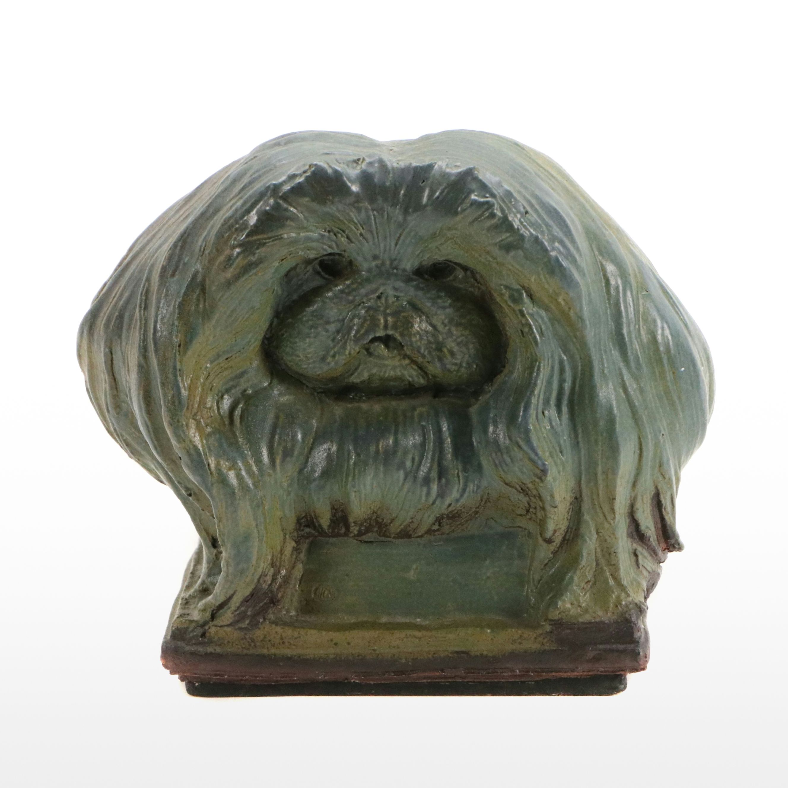 Glazed Terracotta Sculpture of Pekingese Dog, 1999