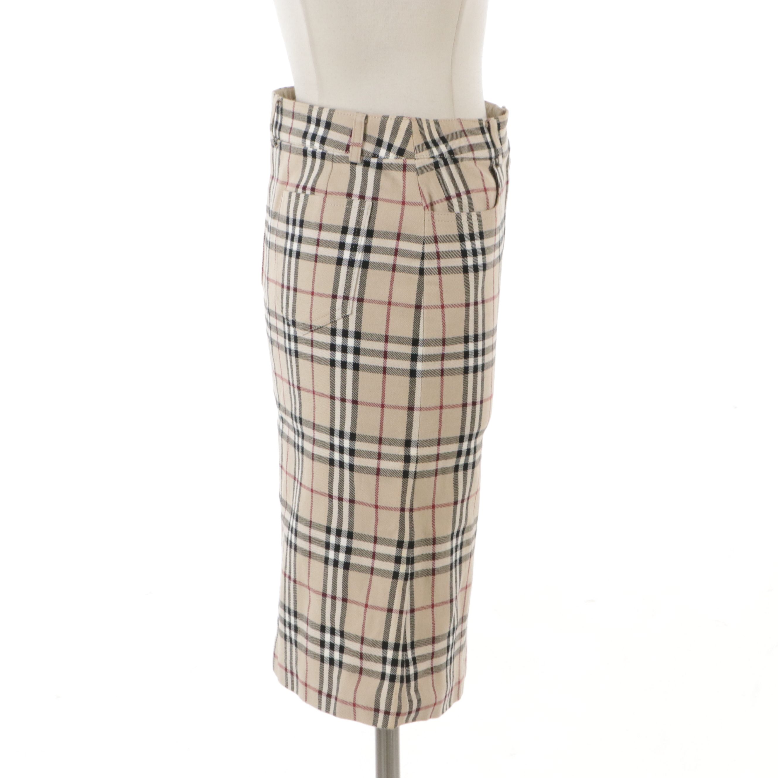 Burberry London Blue Label Straight Skirt in Check Cotton Blend