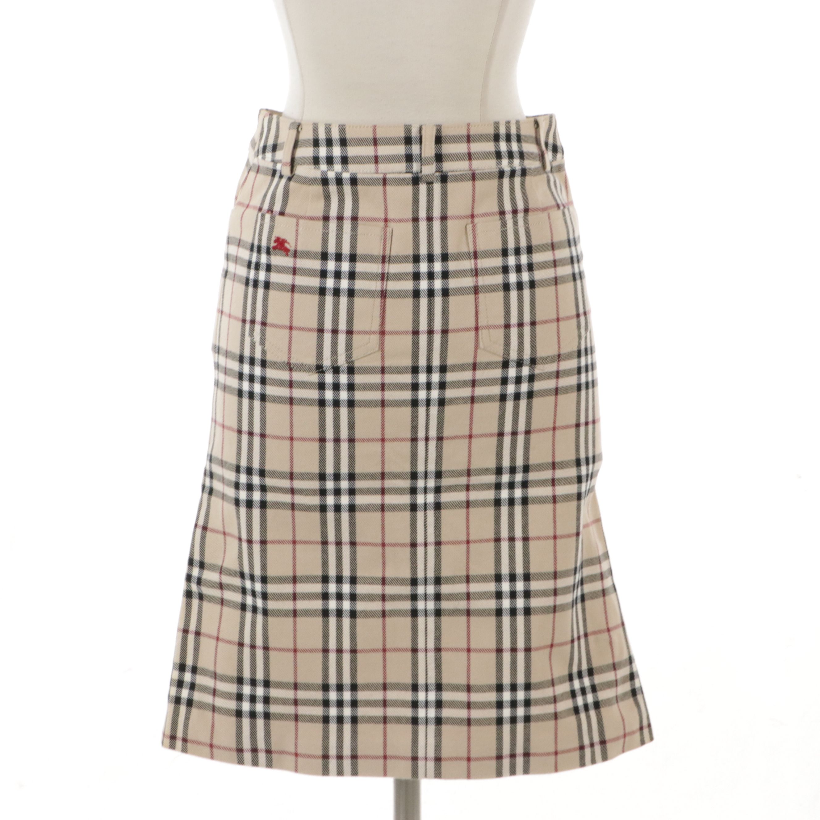 Burberry London Blue Label Straight Skirt in Check Cotton Blend