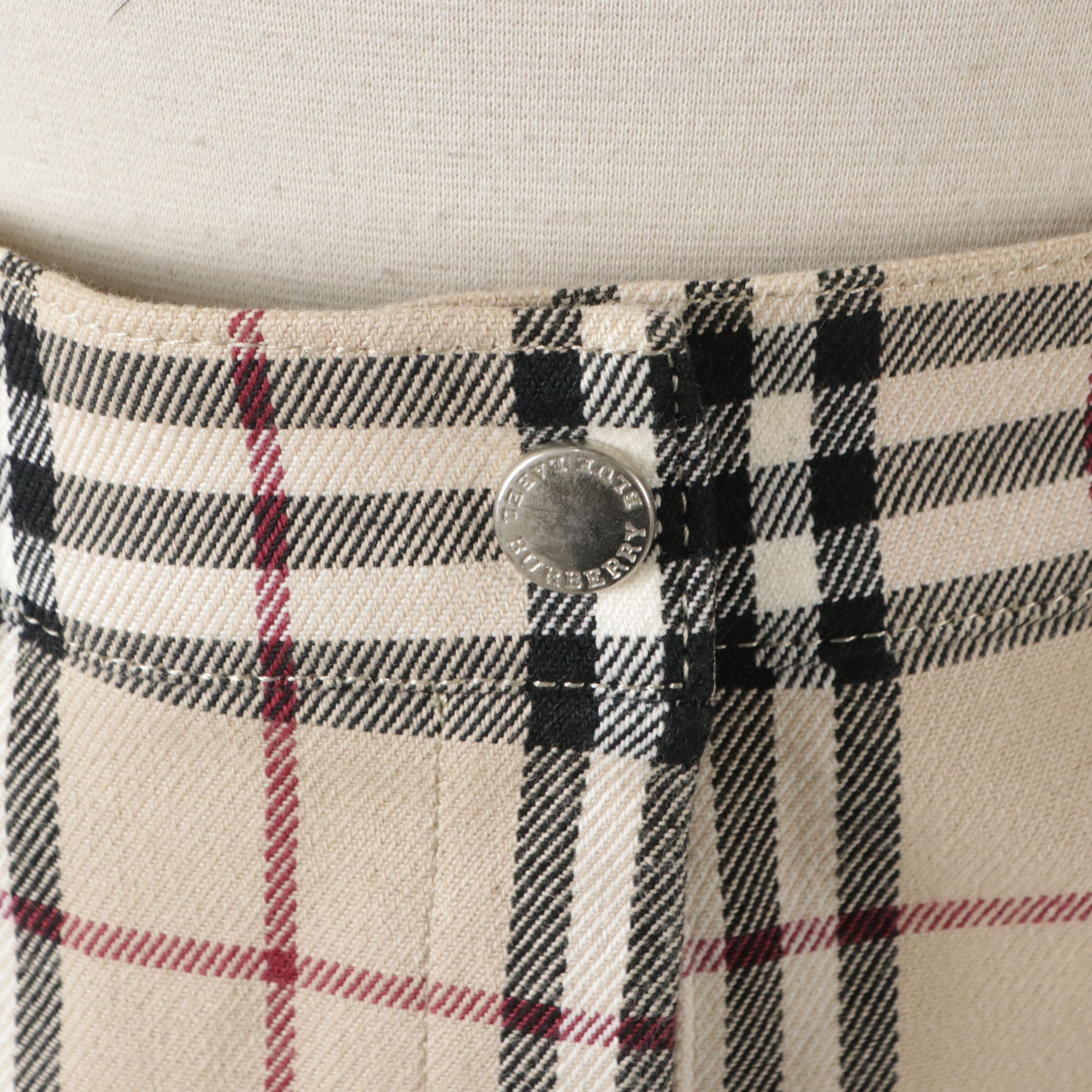 Burberry London Blue Label Straight Skirt in Check Cotton Blend