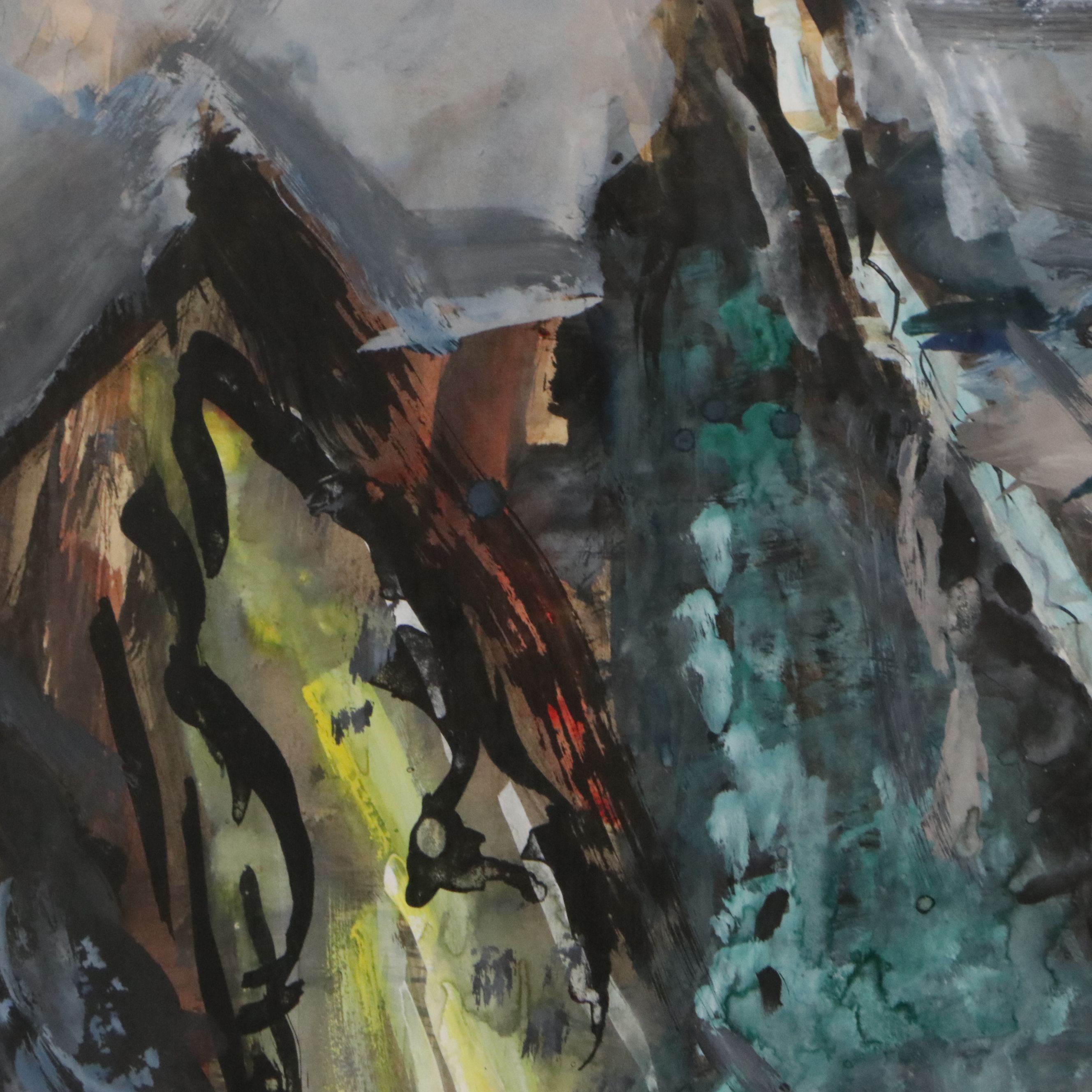 Martin Nelson Mountainous Landscape Watercolor Painting "The Storm," 1962