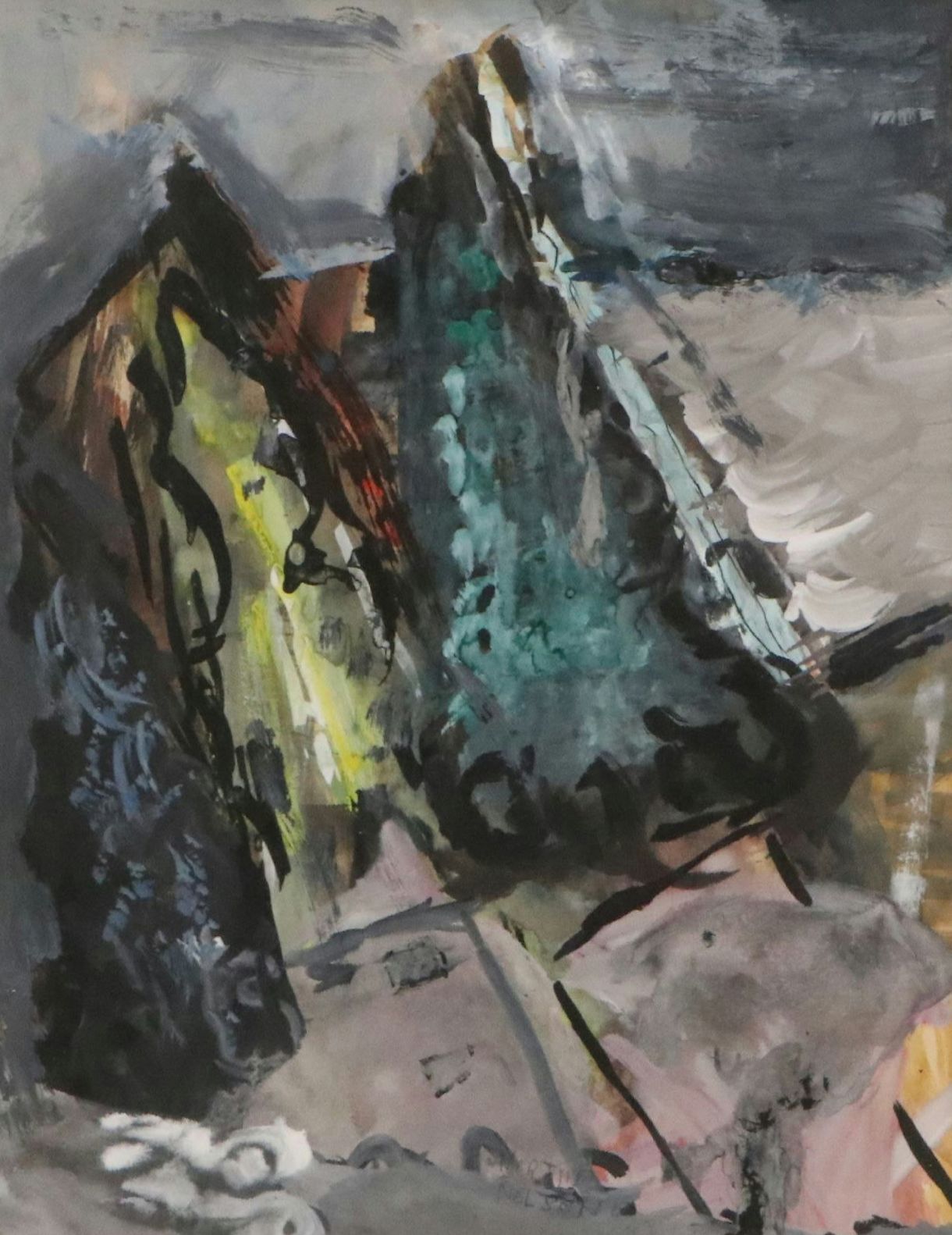 Martin Nelson Mountainous Landscape Watercolor Painting "The Storm," 1962