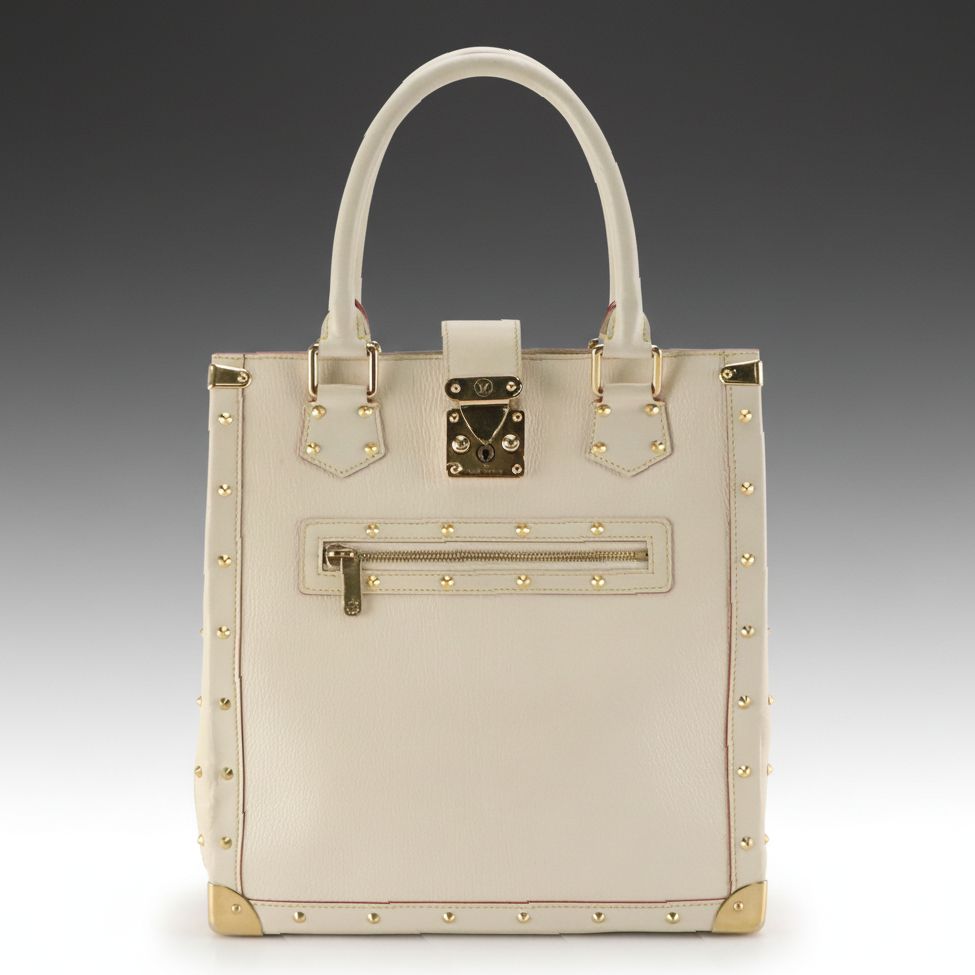 Louis Vuitton L'Imprevisible Tote Bag in White Suhali and Smooth Studded Leather