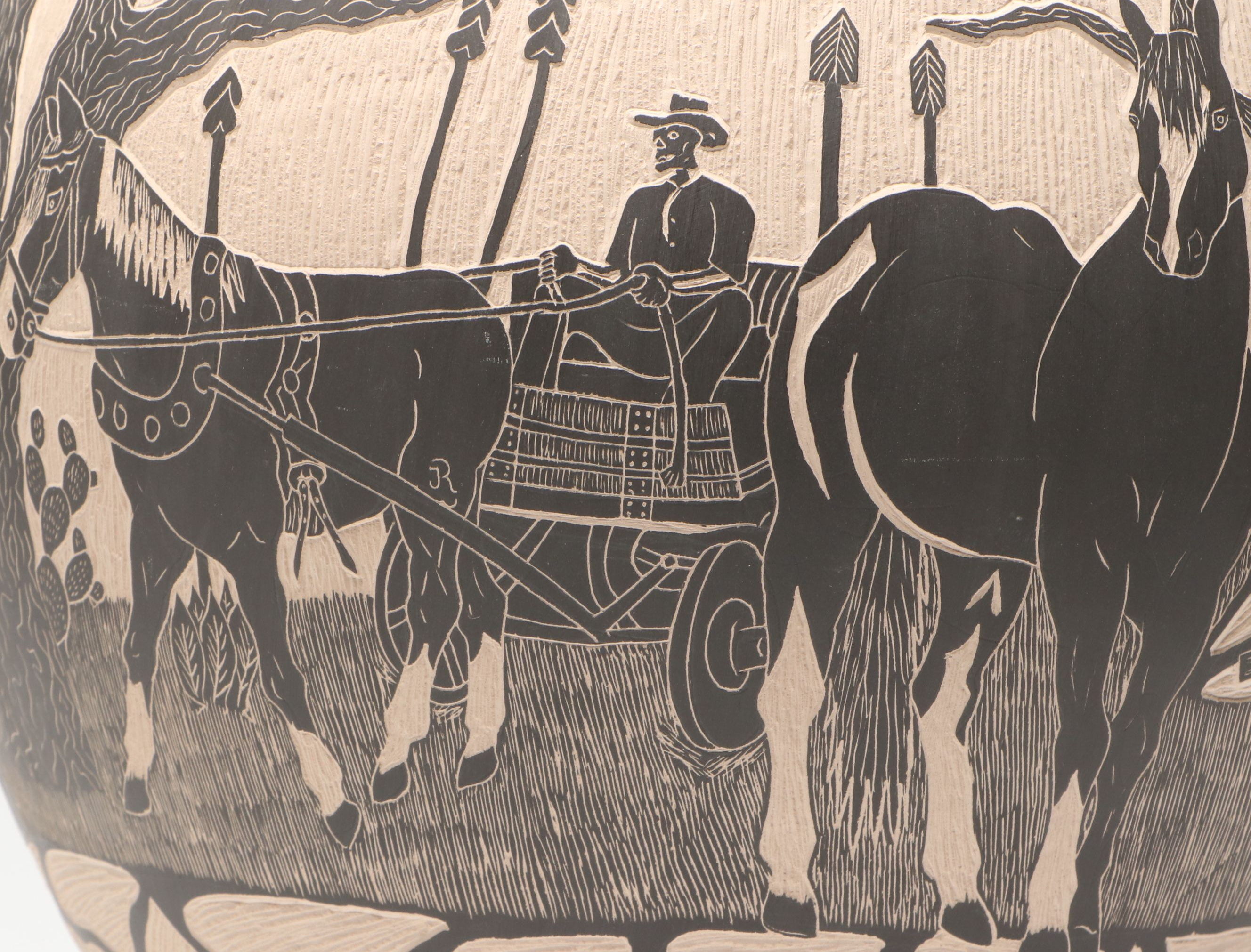 Monica Alfredo Rodriguez Mata Ortiz Sgraffito Day of the Dead Vase