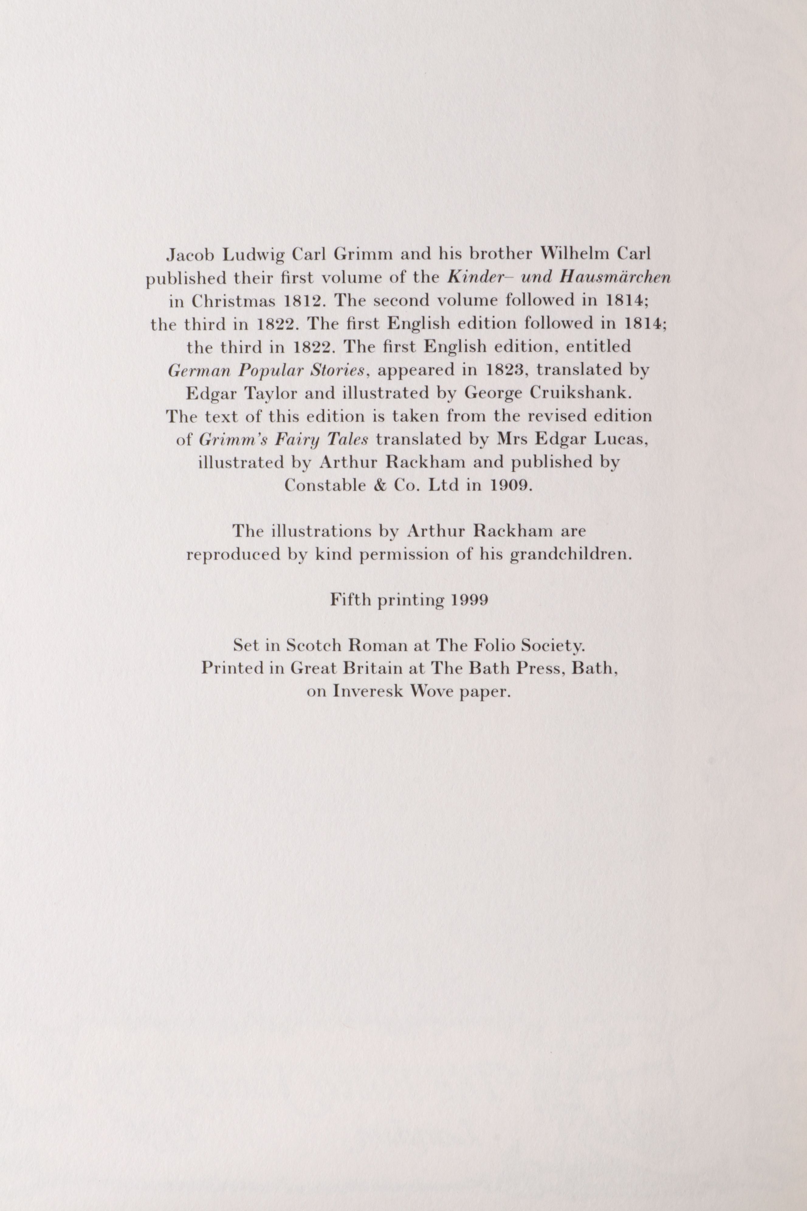 Folio Society Arthur Rackham Illustrated "Grimm's Fairy Tales," 1999