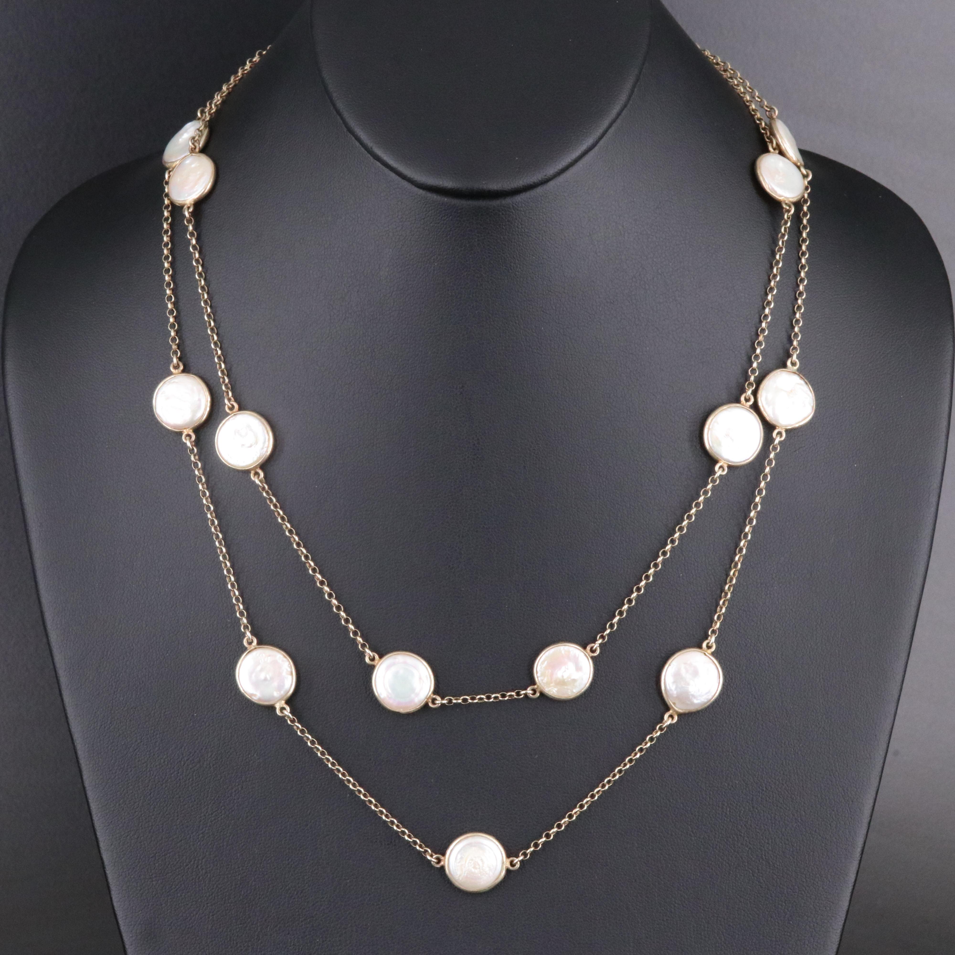 Sterling Pearl Station Necklace