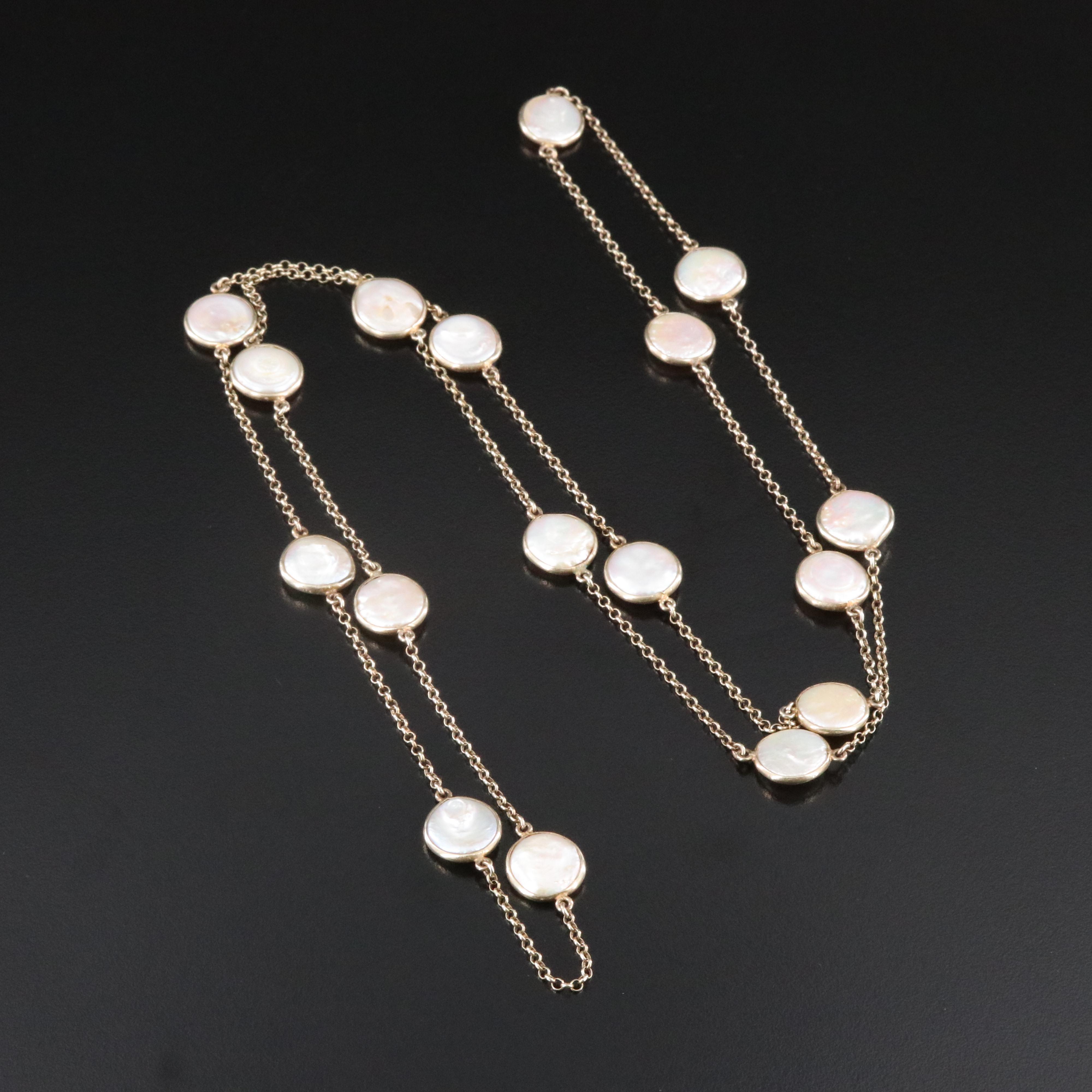 Sterling Pearl Station Necklace