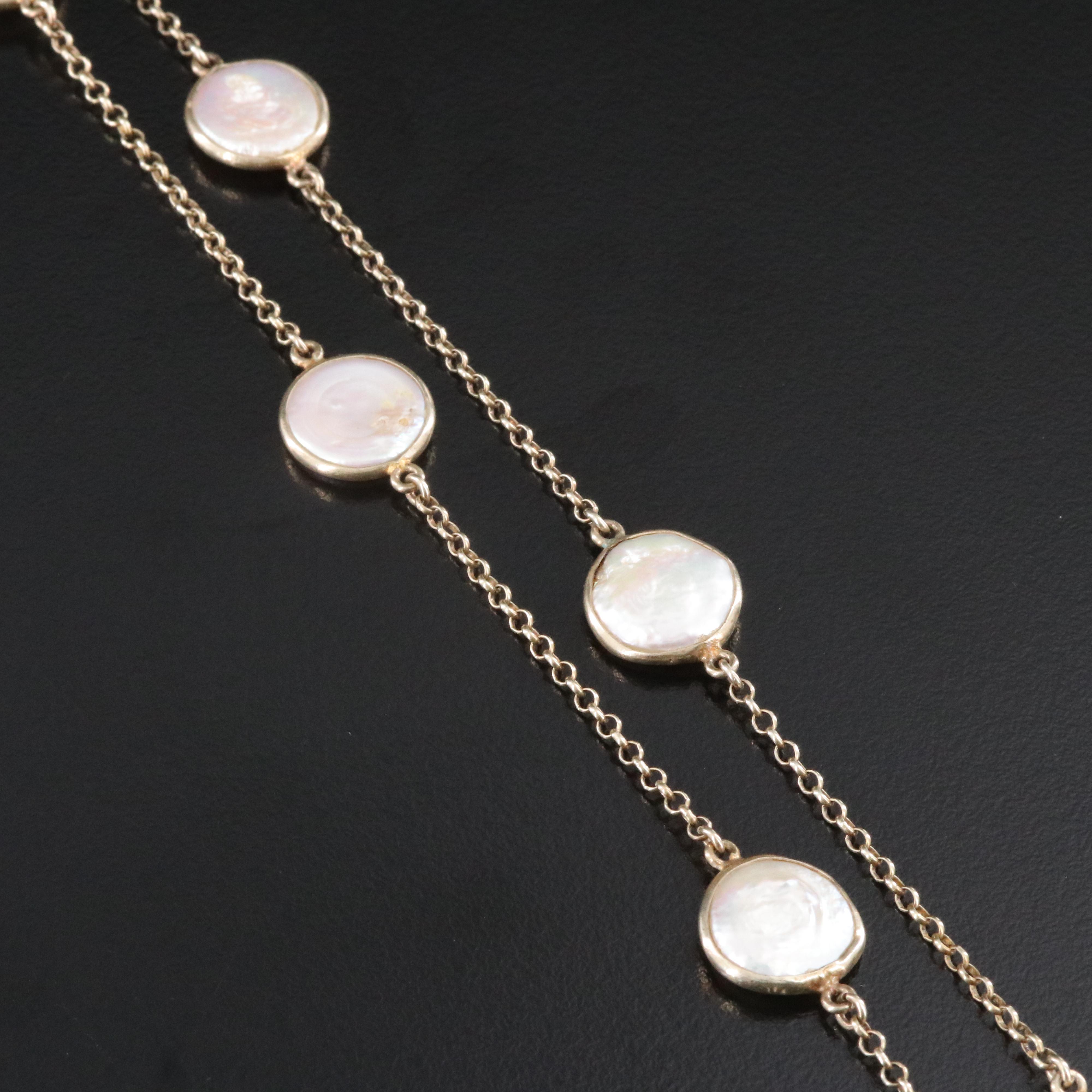 Sterling Pearl Station Necklace