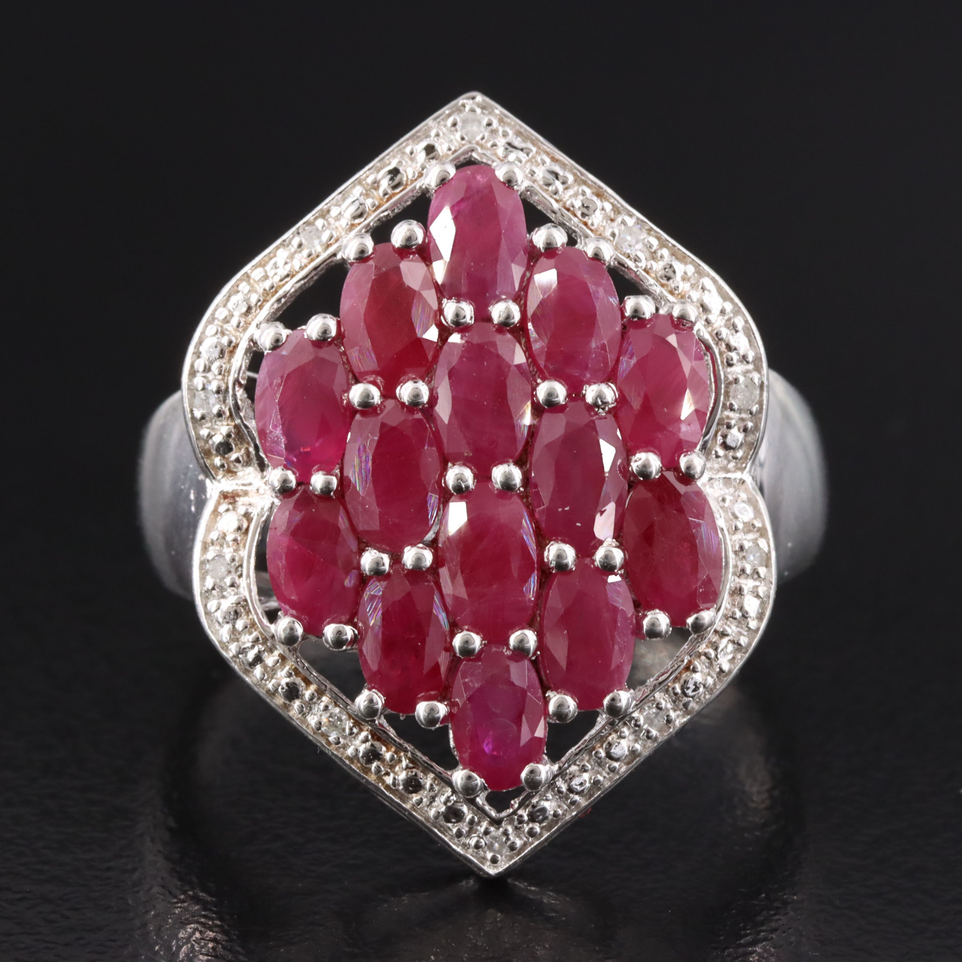 Sterling Ruby and Diamond Ring