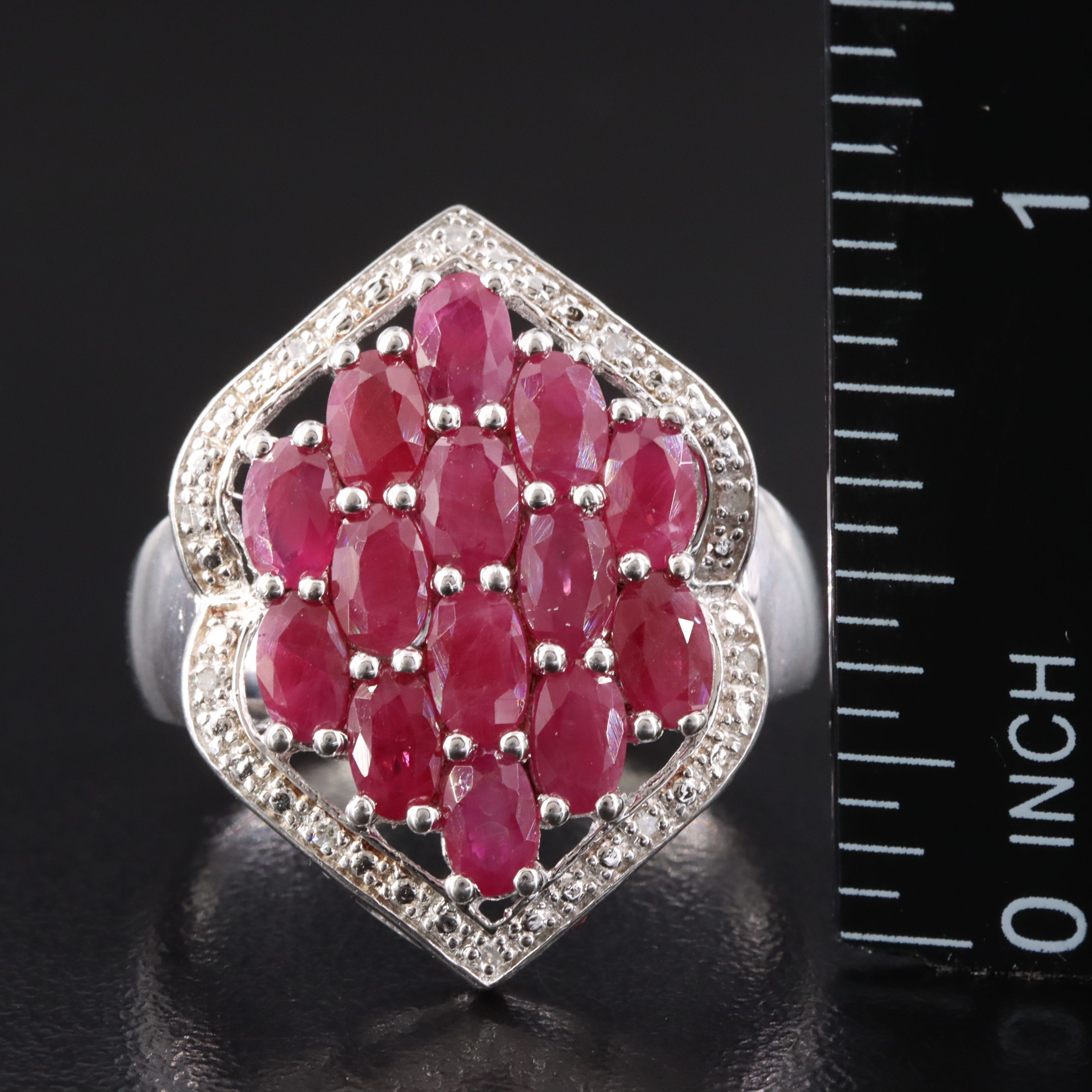 Sterling Ruby and Diamond Ring