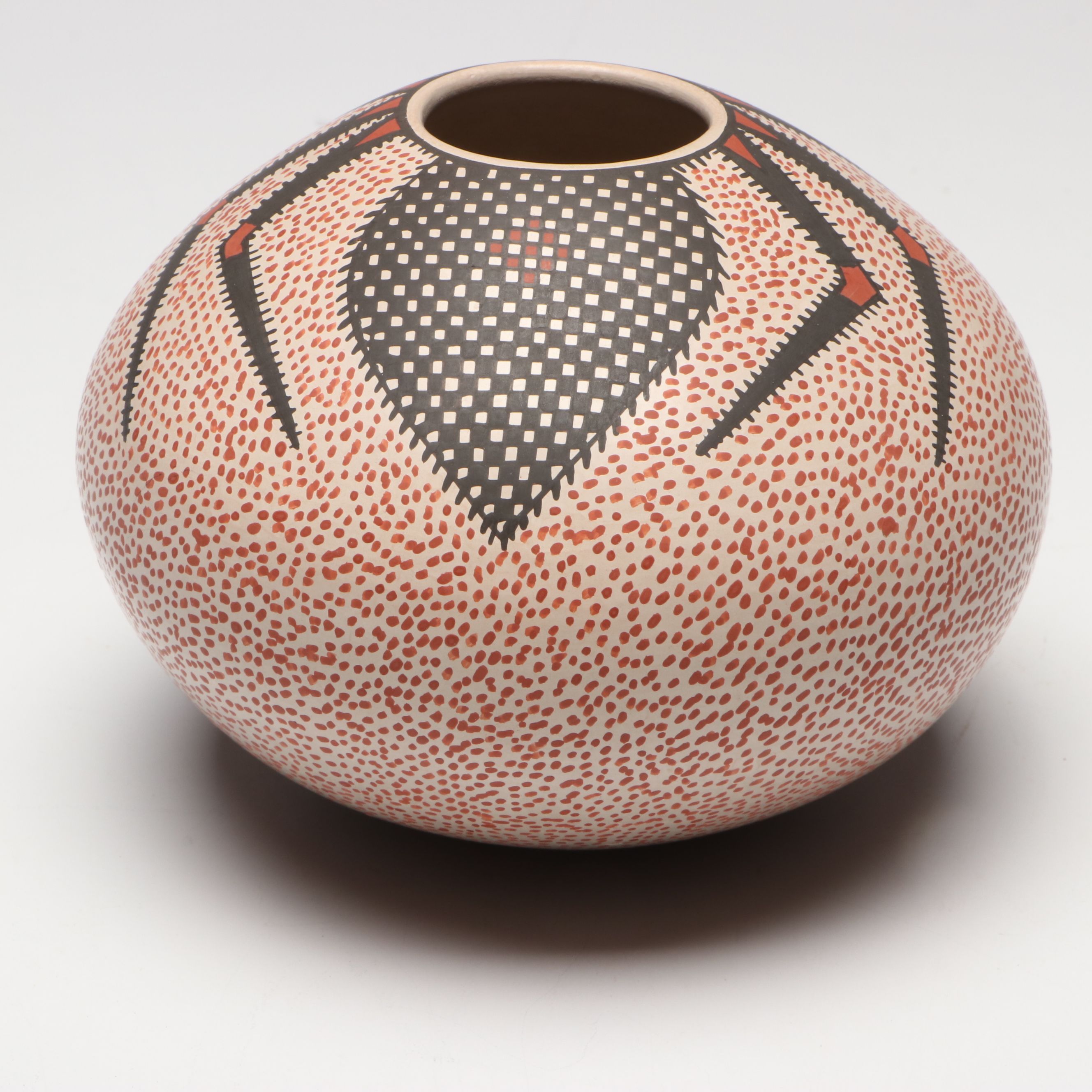 Goyin Silveira Mata Ortiz Pueblo Polychrome Pottery Spider Pot