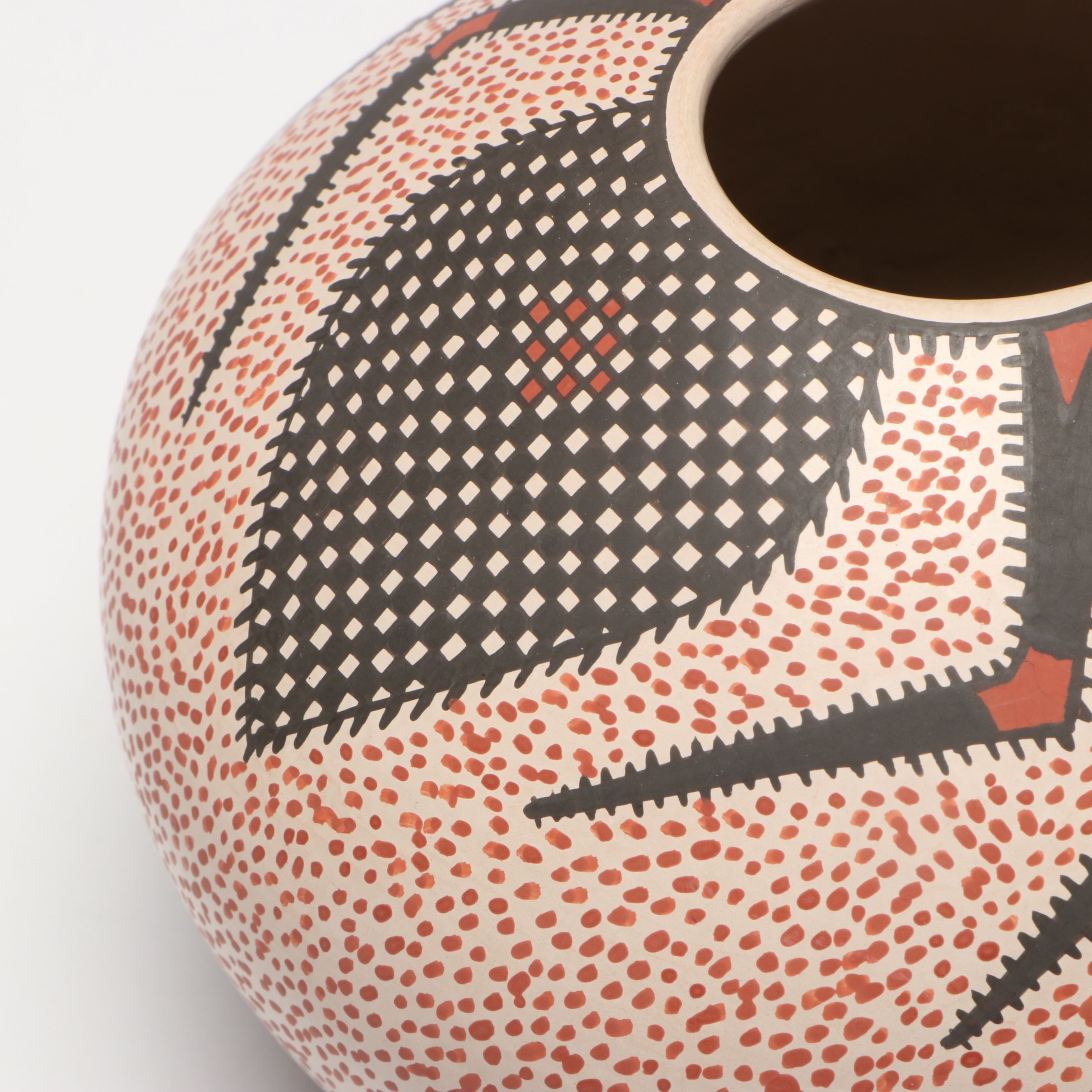 Goyin Silveira Mata Ortiz Pueblo Polychrome Pottery Spider Pot