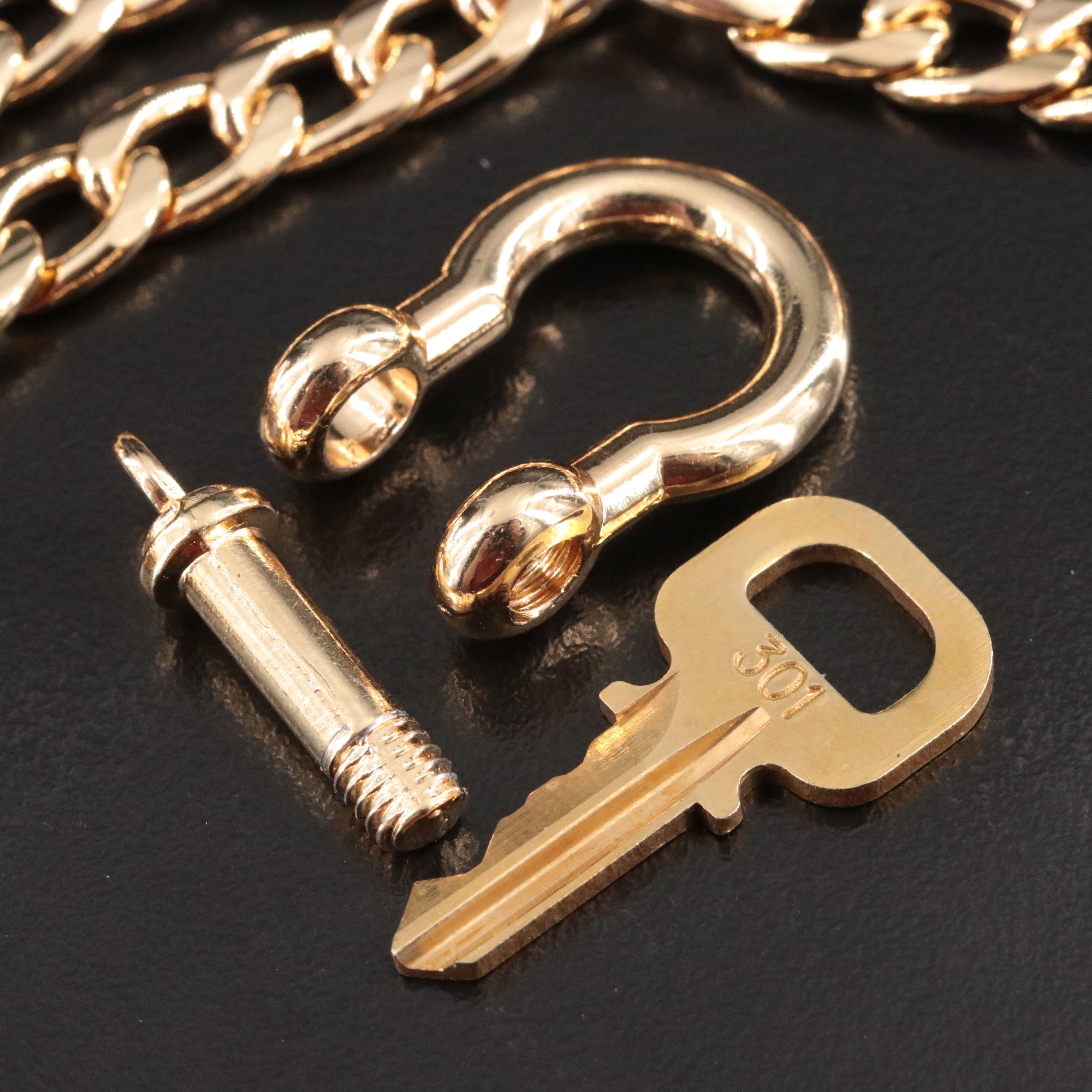 Louis Vuitton Brass Padlock and Key Chain Necklace