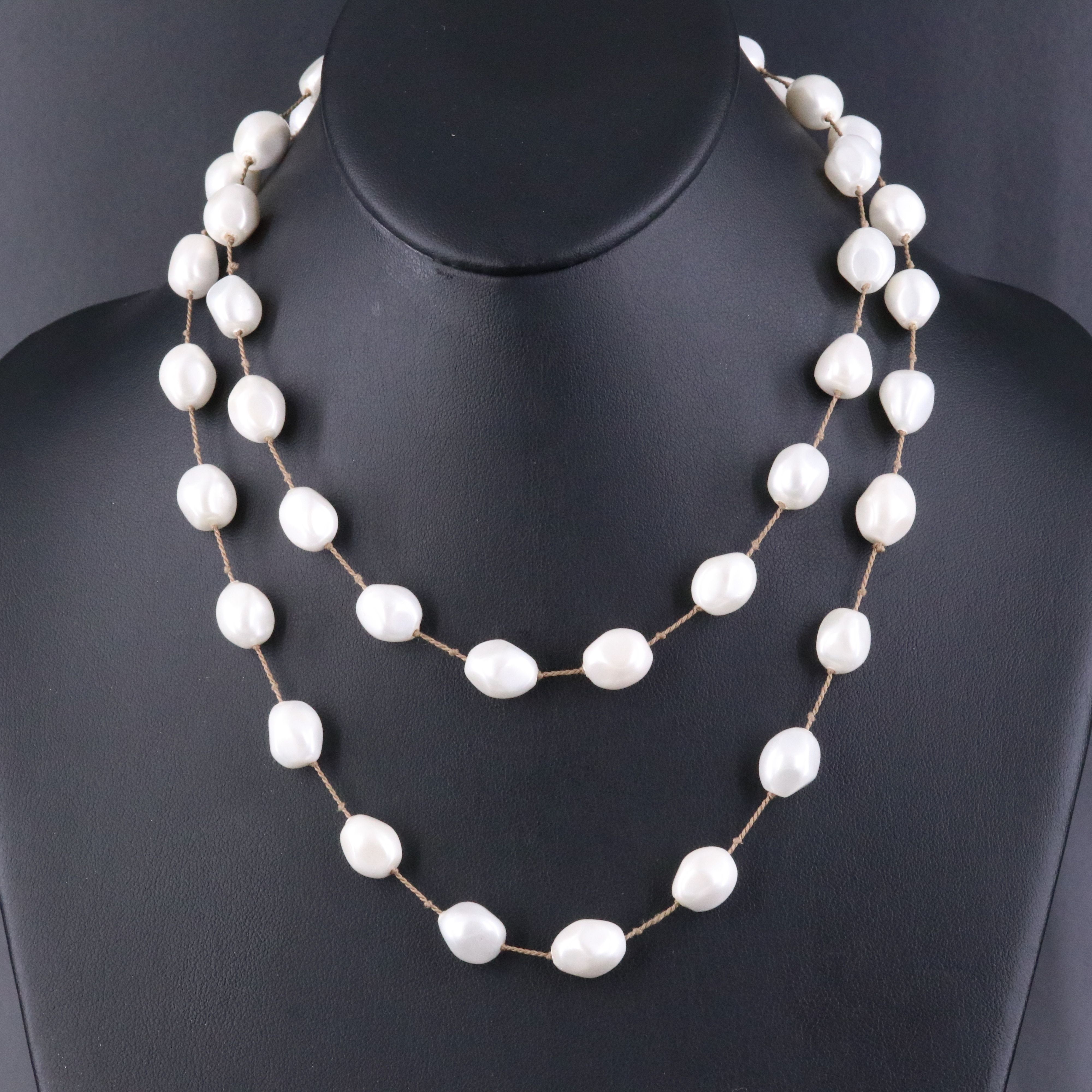Faux Pearl Station Necklace