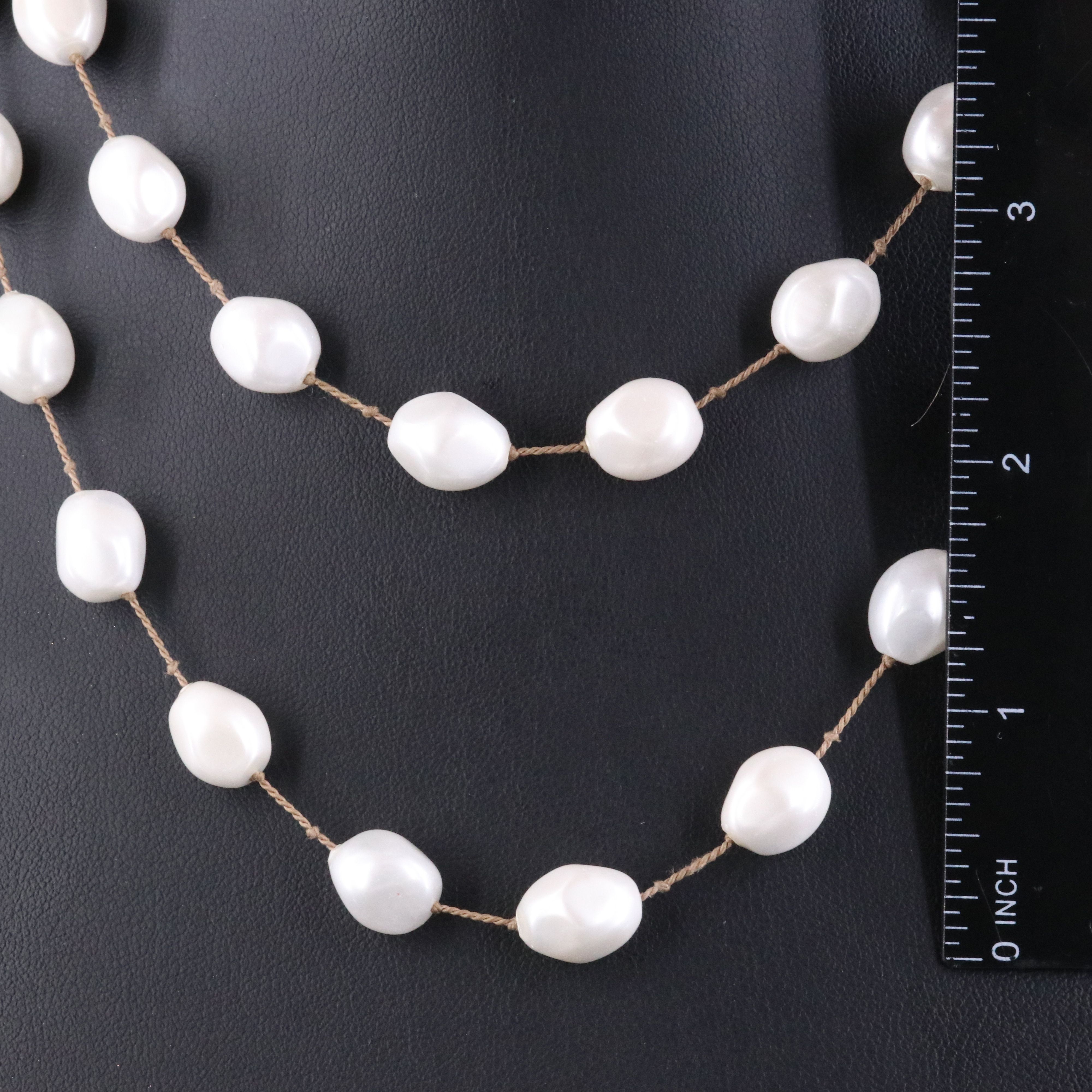 Faux Pearl Station Necklace