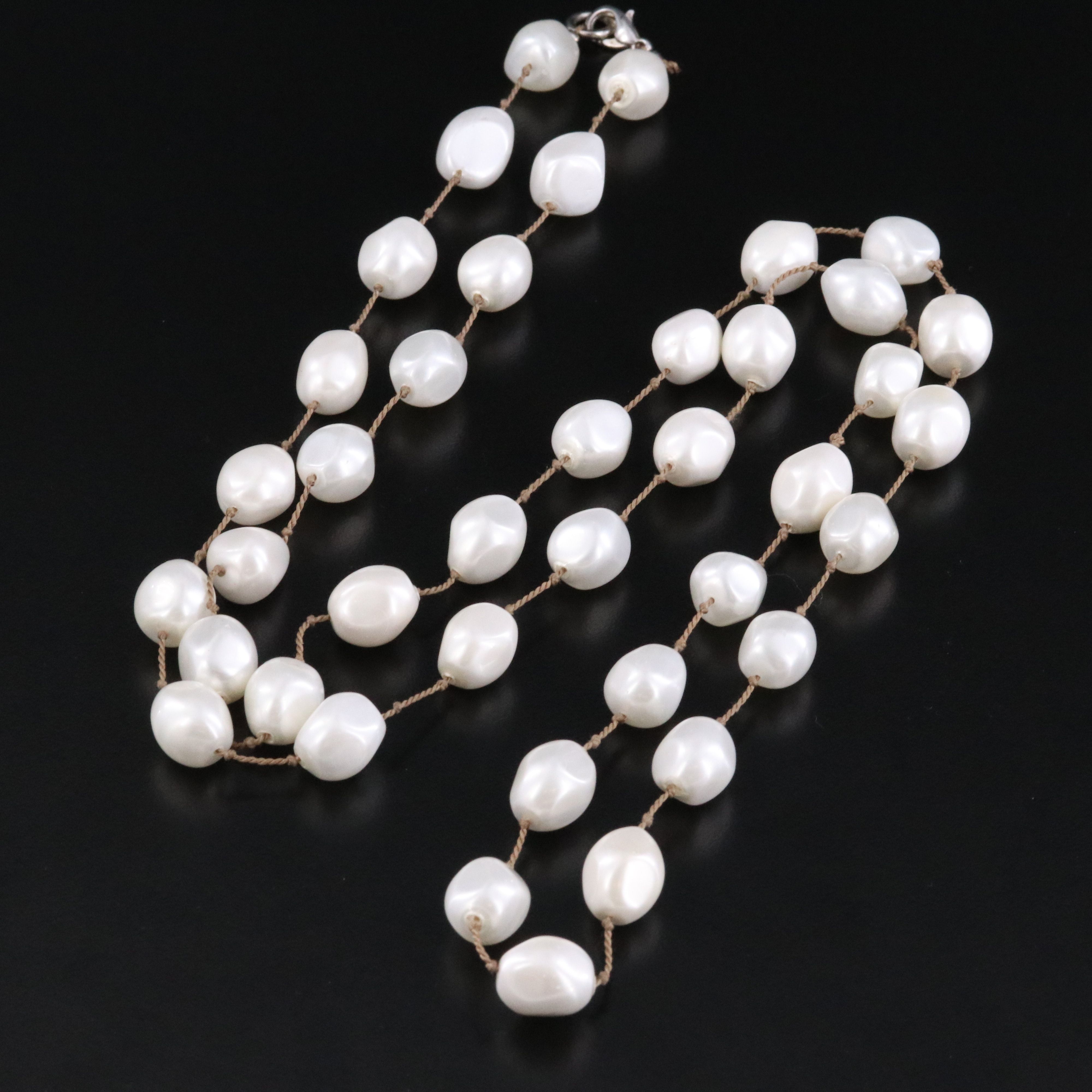 Faux Pearl Station Necklace