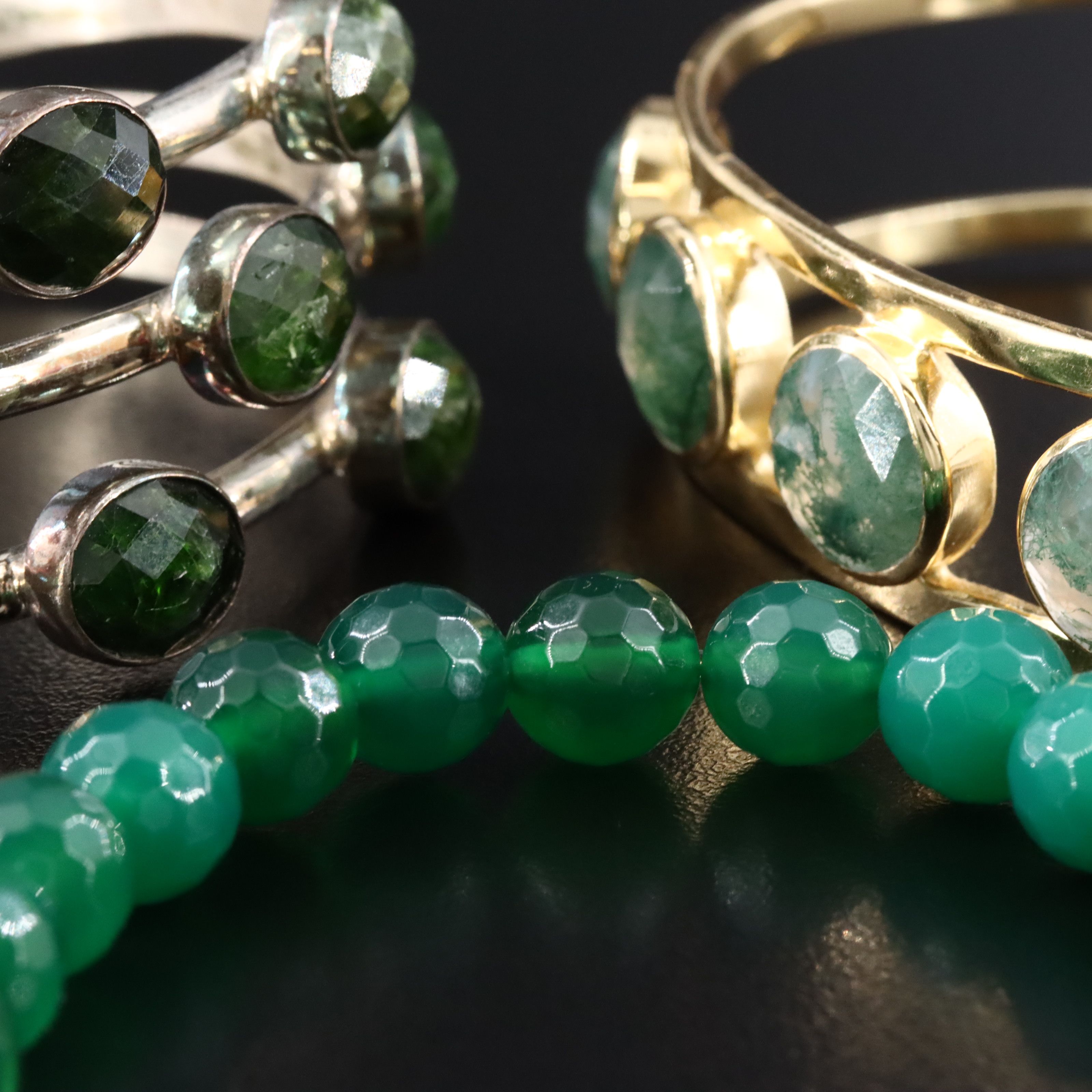 Sterling Cuffs Featuring Desert Rose Trading, Moss Agate, Turquoise Bracelets