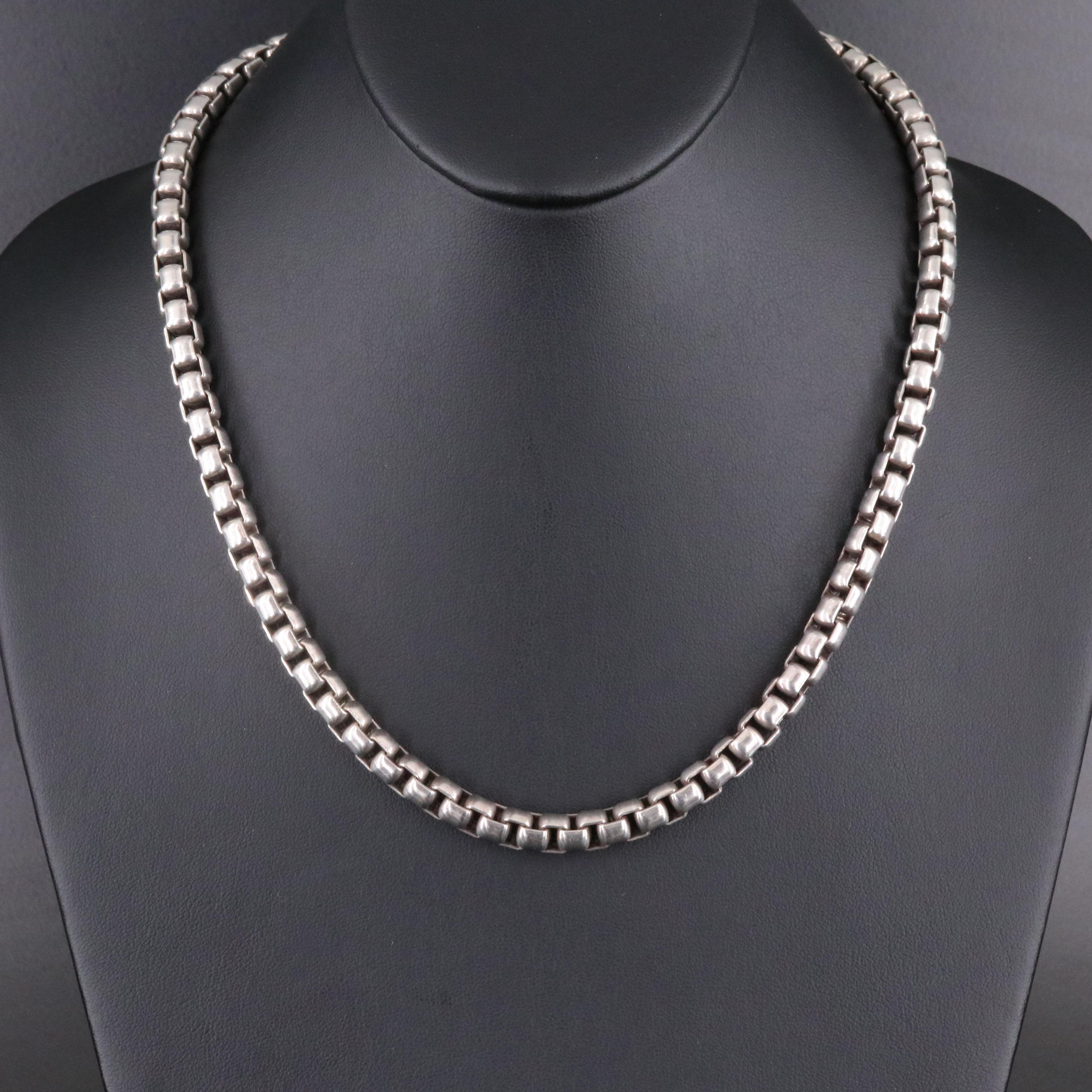 David Yurman Sterling Curved Box Chain Necklace