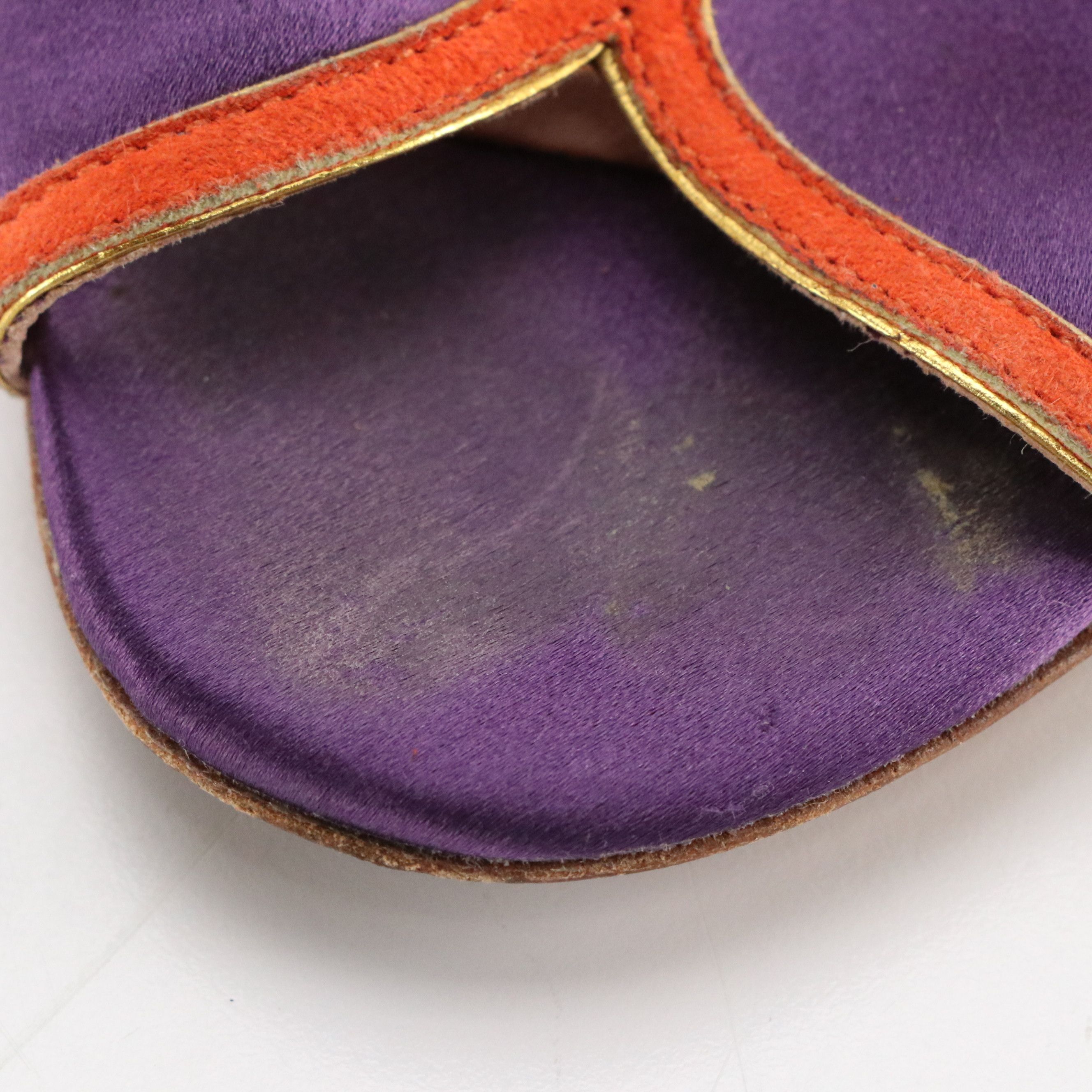 Prada Orange and Purple Leather Crossover Strap Open-Toe Wedges