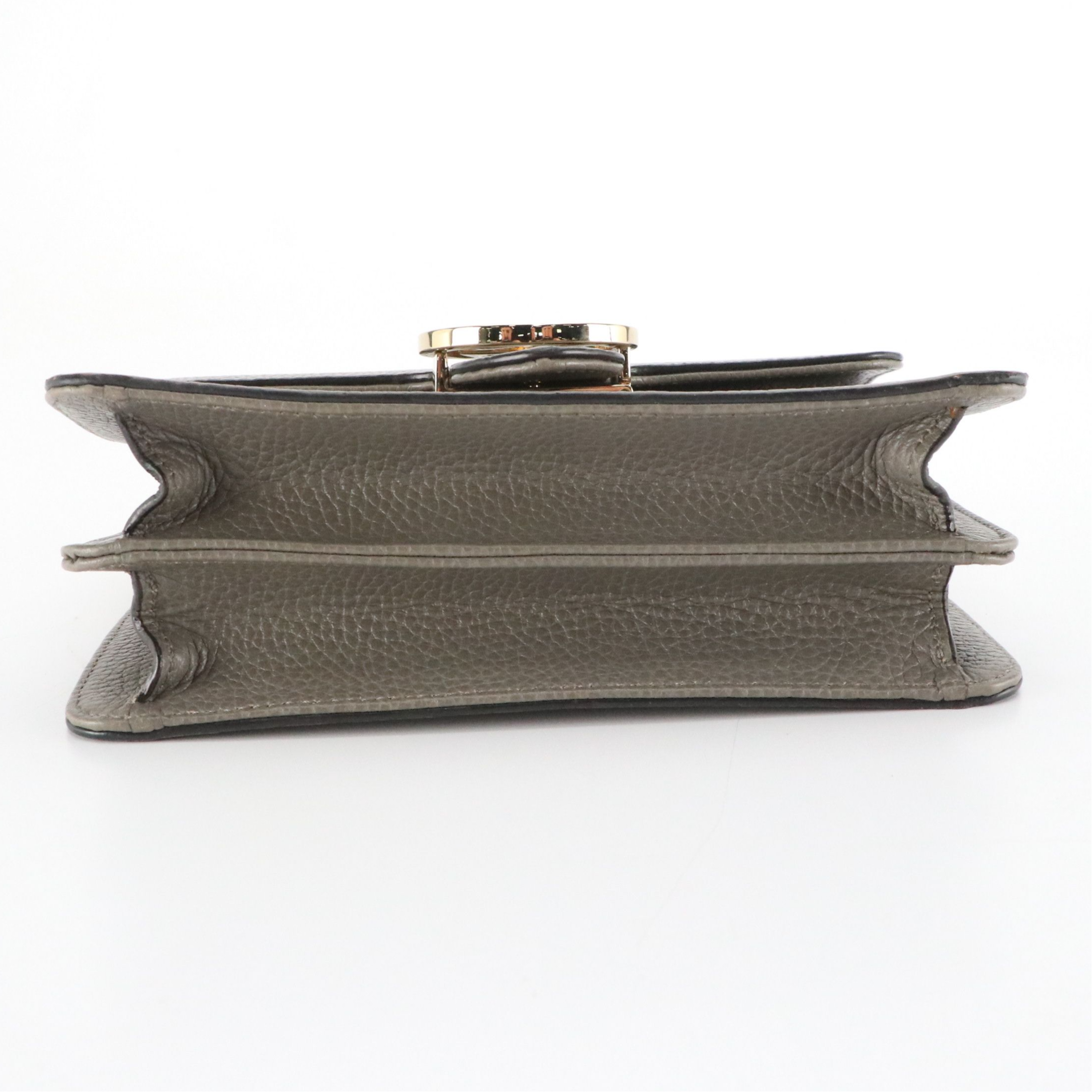 Gucci Small Interlocking GG Chain Link Crossbody Bag in Grey Grained Leather