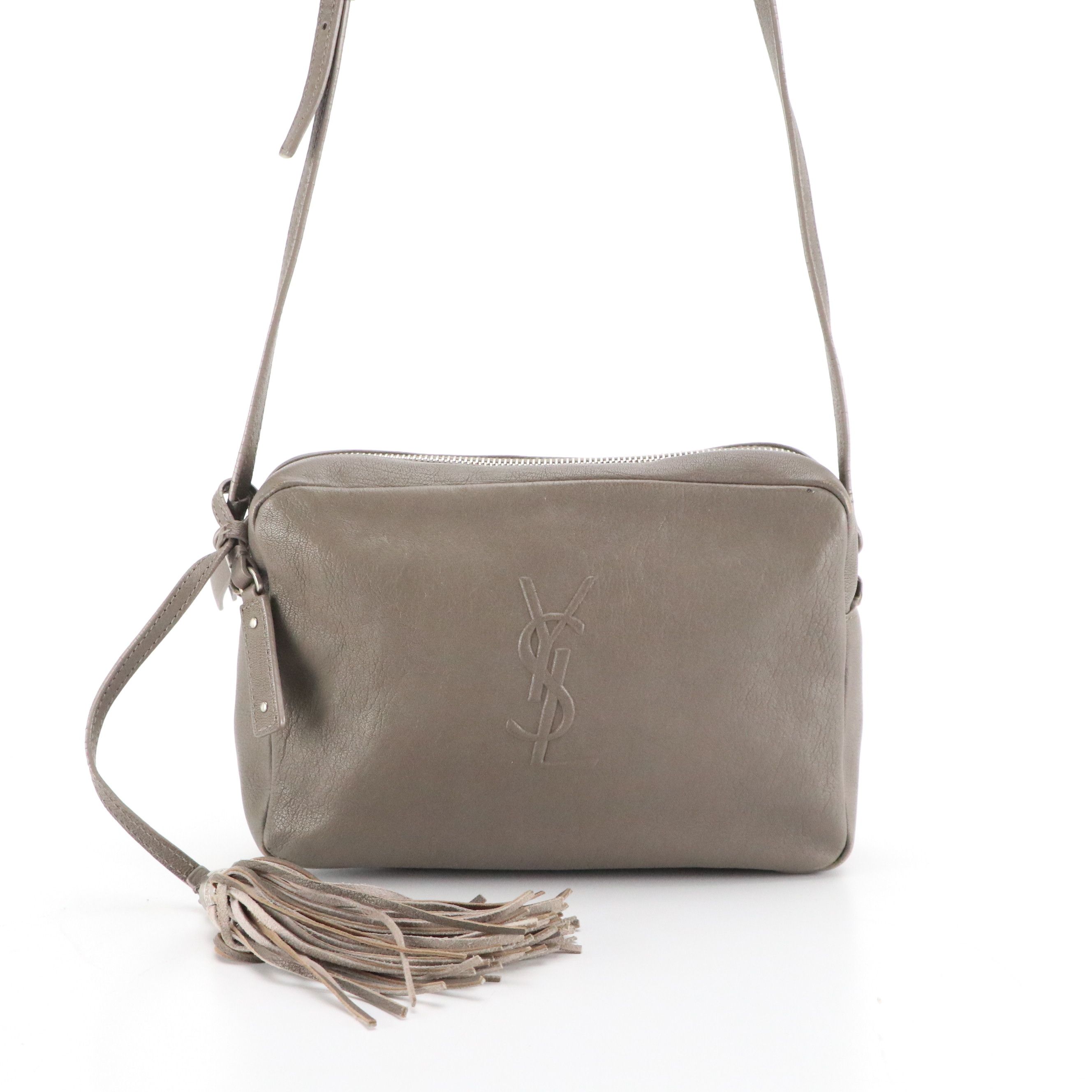 Saint Laurent YSL Lou Crossbody Camera Bag in Grey Goatskin Leather