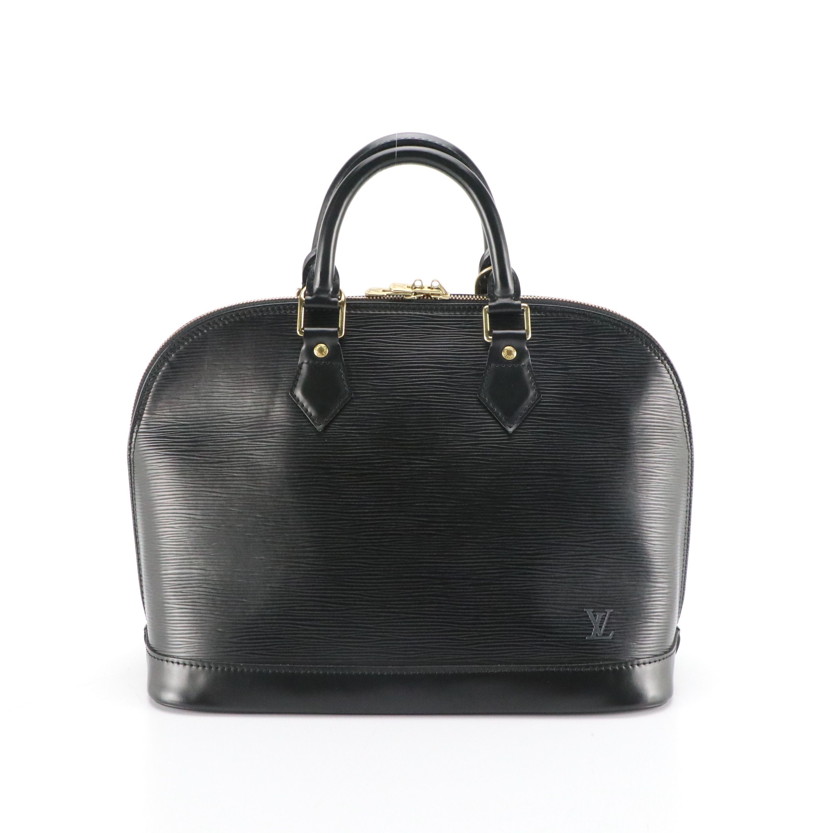 Louis Vuitton Alma PM Handbag in Black Epi and Smooth Leather