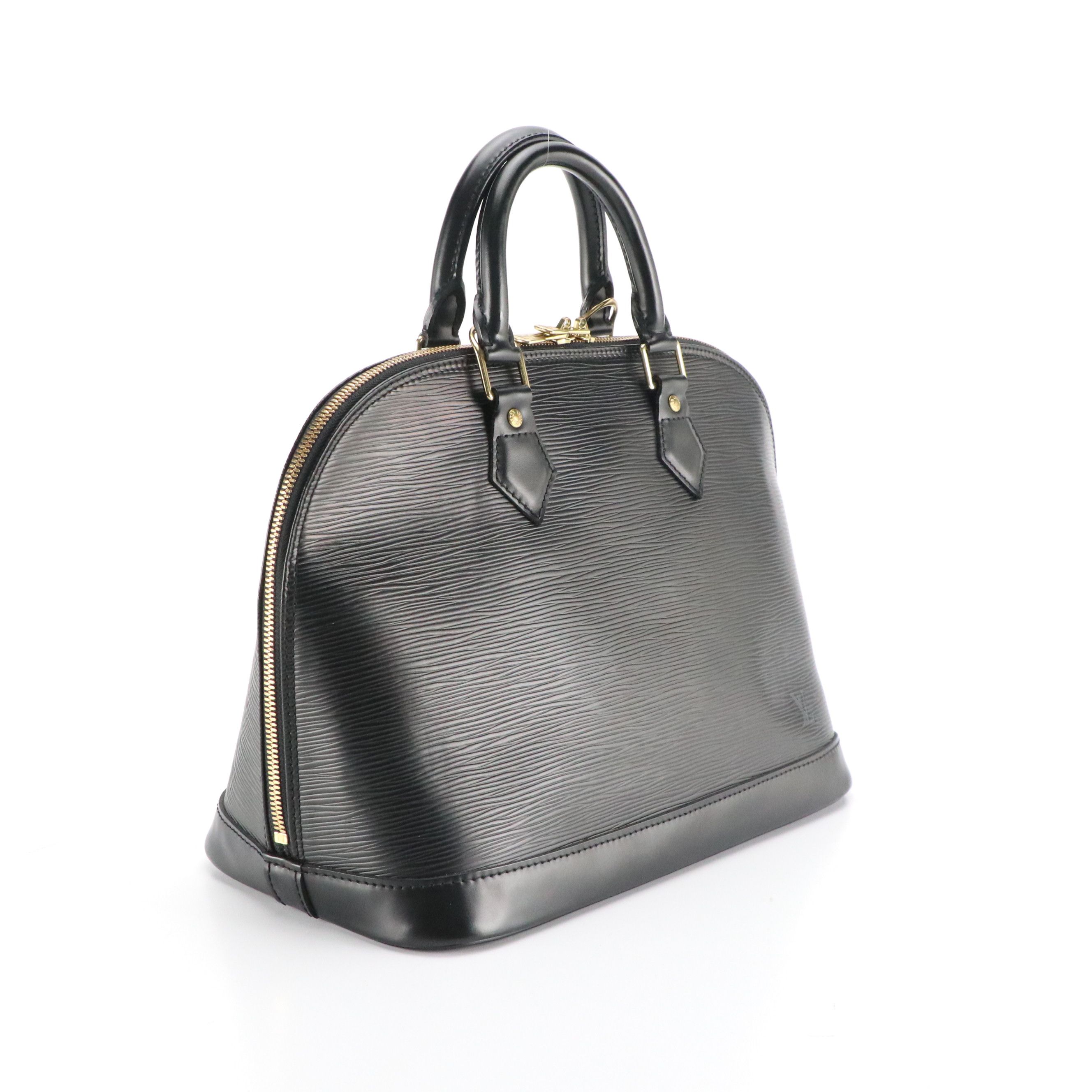 Louis Vuitton Alma PM Handbag in Black Epi and Smooth Leather