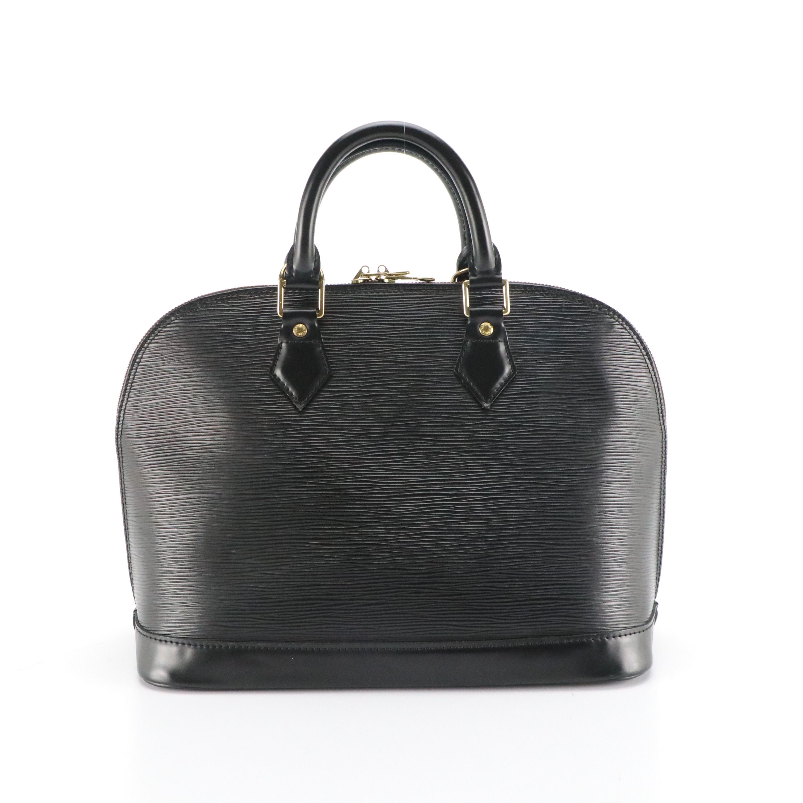 Louis Vuitton Alma PM Handbag in Black Epi and Smooth Leather