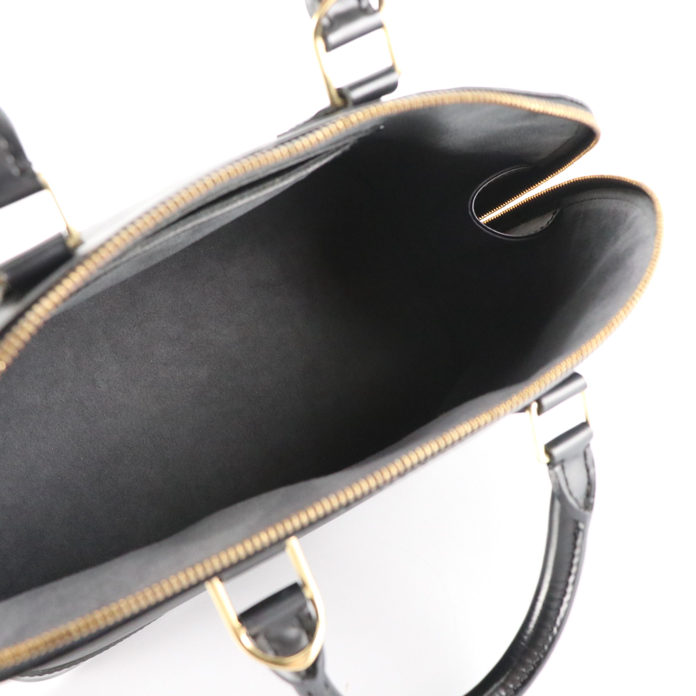 Louis Vuitton Alma PM Handbag in Black Epi and Smooth Leather